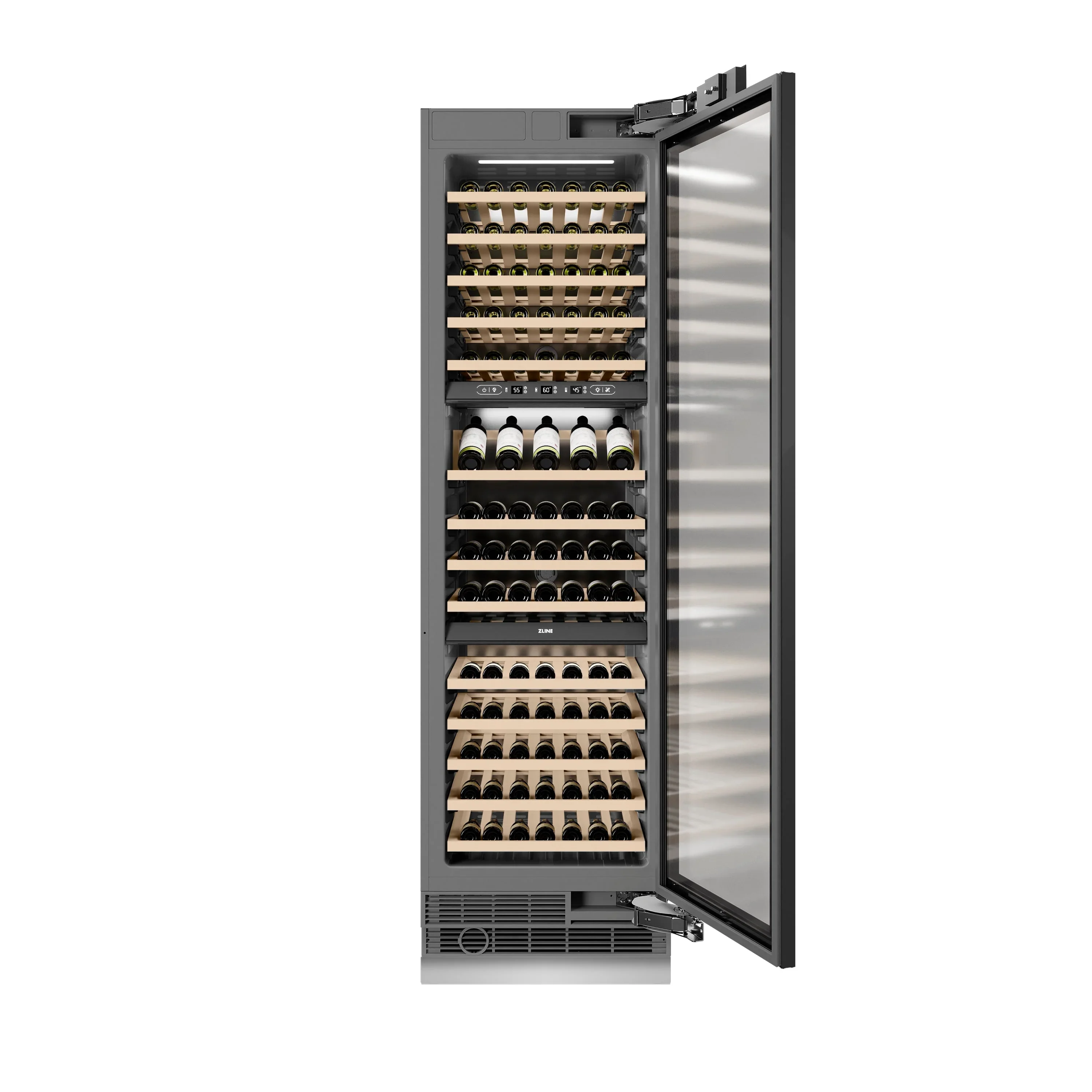ZLINE Autograph Edition 24-Inch 12.4 Cu. Ft. Triple Zone 100 Bottle Panel Ready Column Wine Cooler with Polished Gold Accents (RBCWVZ-24-G) - Image 5