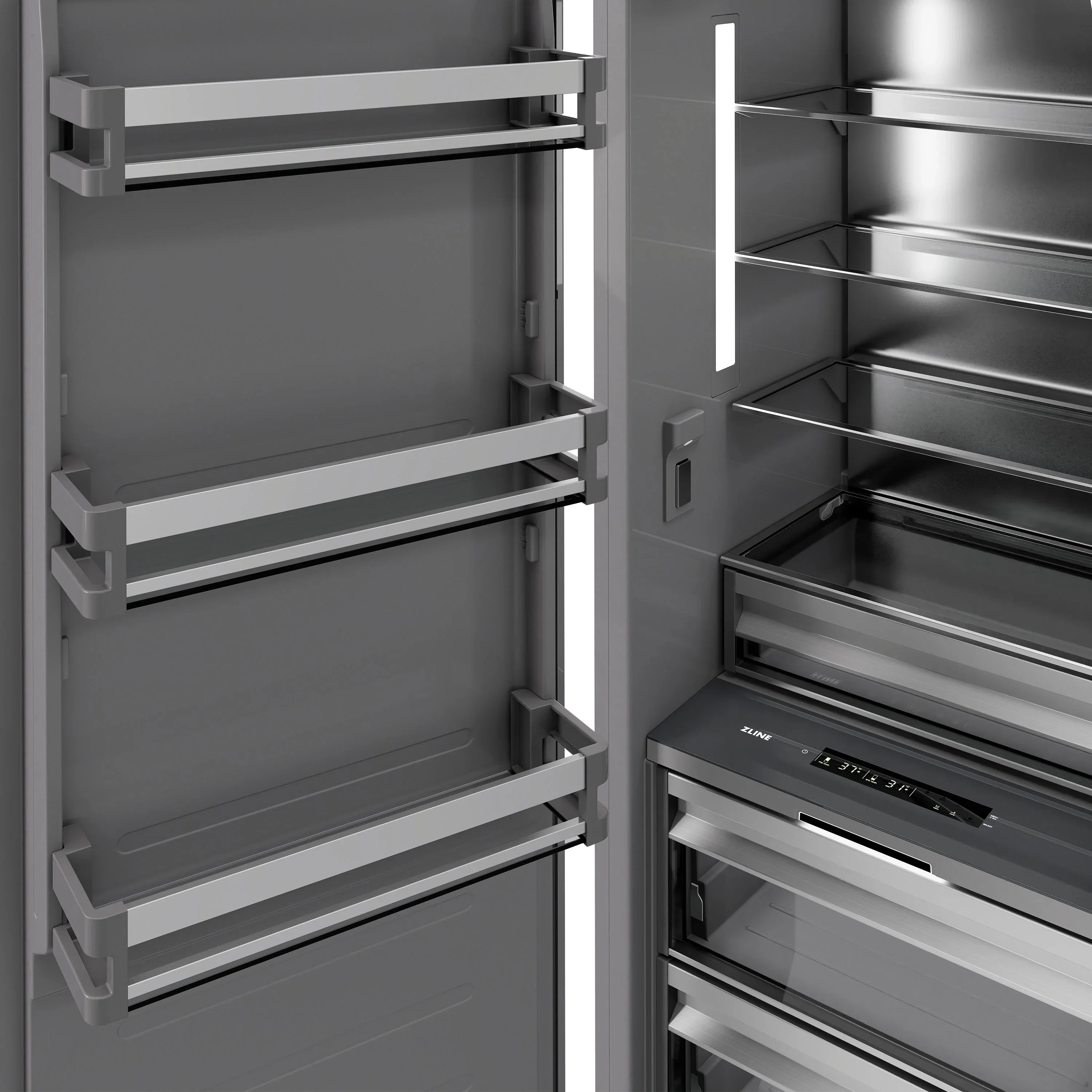 ZLINE Autograph Edition 24-Inch 12.5 Cu. Ft. Column Refrigerator in White Matte with Graphite Gray Interior and Matte Black Accents (RCRVZ-WM-24-MB) - Image 5