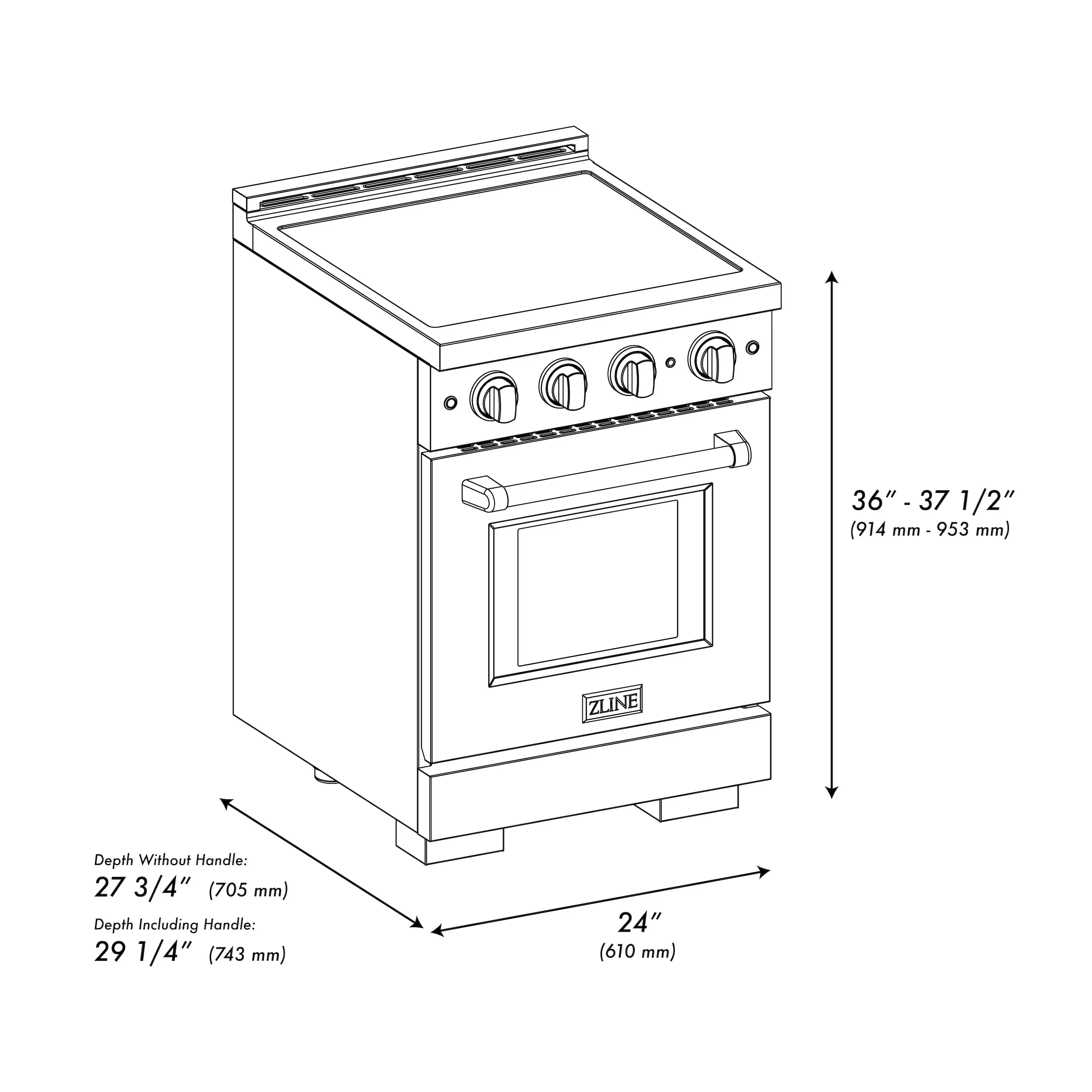 ZLINE Autograph Edition 24-Inch 3.2 Cu. Ft. Paramount Induction Range with 3 Element Cooktop and Electric Convection Oven in Stainless Steel with Polished Gold Accents (SINRZ-24-G) - Image 13