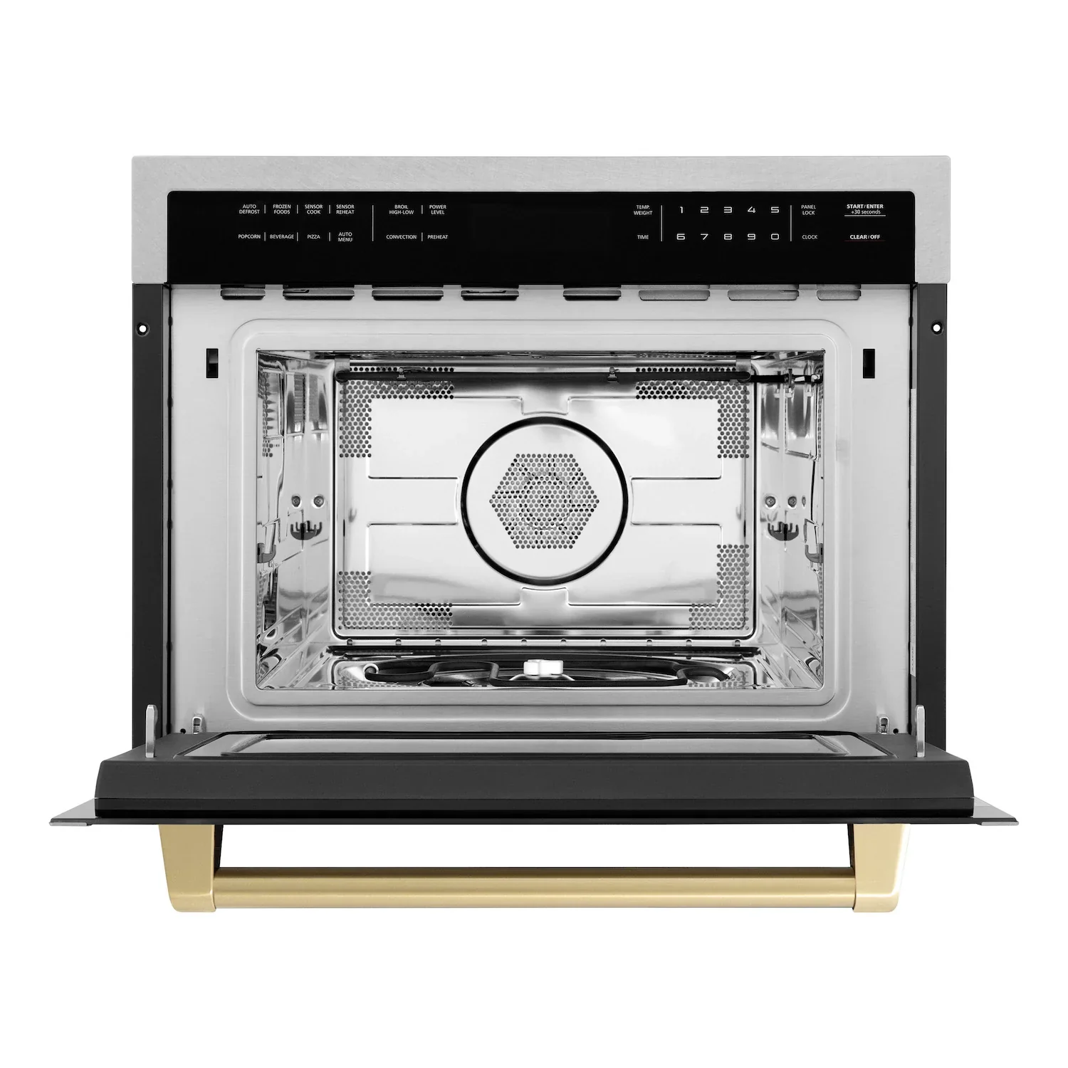 ZLINE Autograph Edition 24-Inch  Microwave Oven in Satin Stainless Steel with Champagne Bronze Accents (MWOZ-24-SS-CB) - Image 4