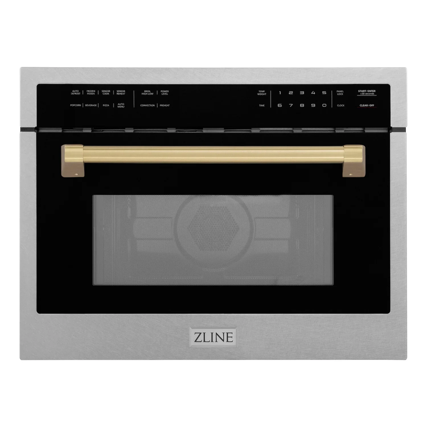 ZLINE Autograph Edition 24-Inch  Microwave Oven in Satin Stainless Steel with Champagne Bronze Accents (MWOZ-24-SS-CB) - Image 7