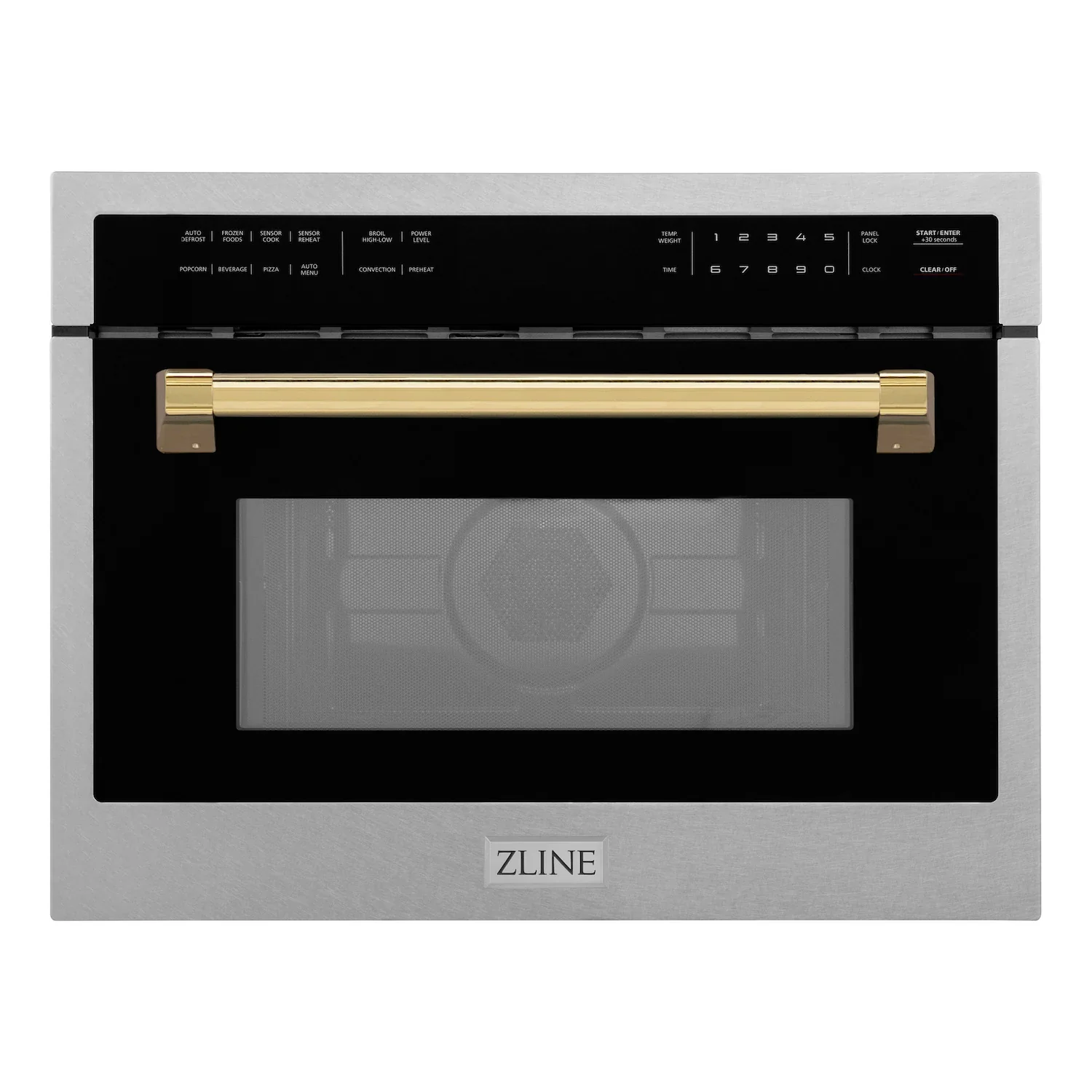ZLINE Autograph Edition 24-Inch  Microwave Oven in Satin Stainless Steel with Gold Accents (MWOZ-24-SS-G) - Image 4