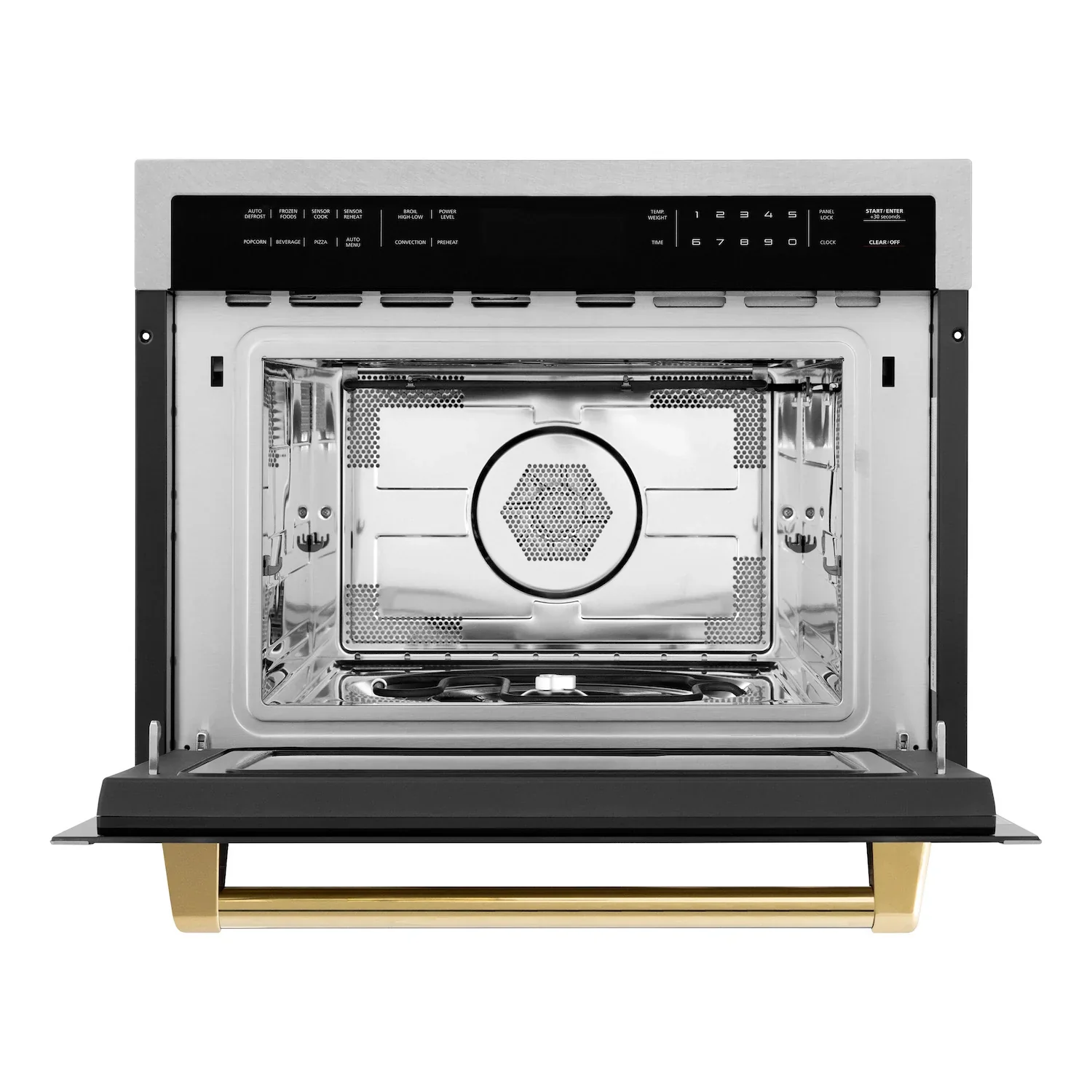 ZLINE Autograph Edition 24-Inch  Microwave Oven in Satin Stainless Steel with Gold Accents (MWOZ-24-SS-G) - Image 5