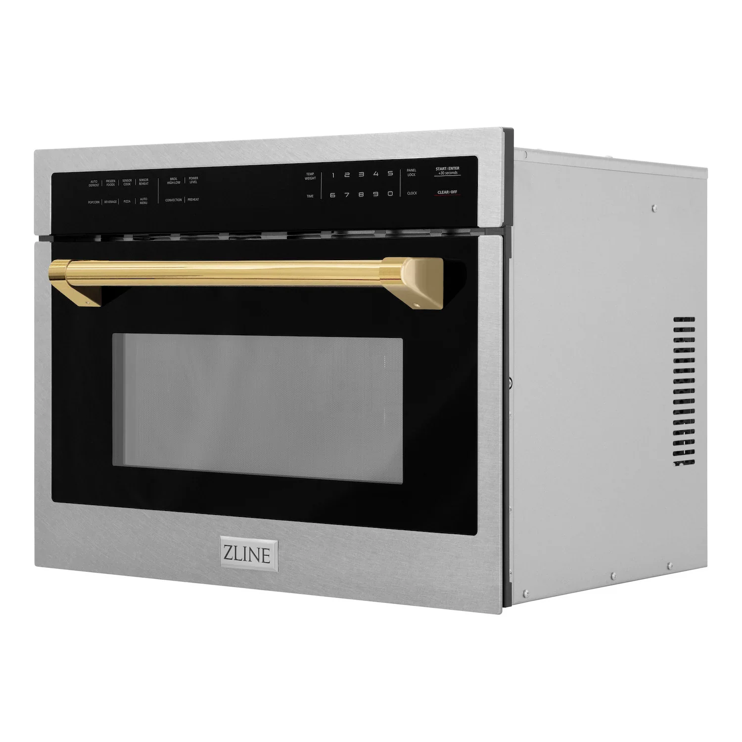 ZLINE Autograph Edition 24-Inch  Microwave Oven in Satin Stainless Steel with Gold Accents (MWOZ-24-SS-G) - Image 6