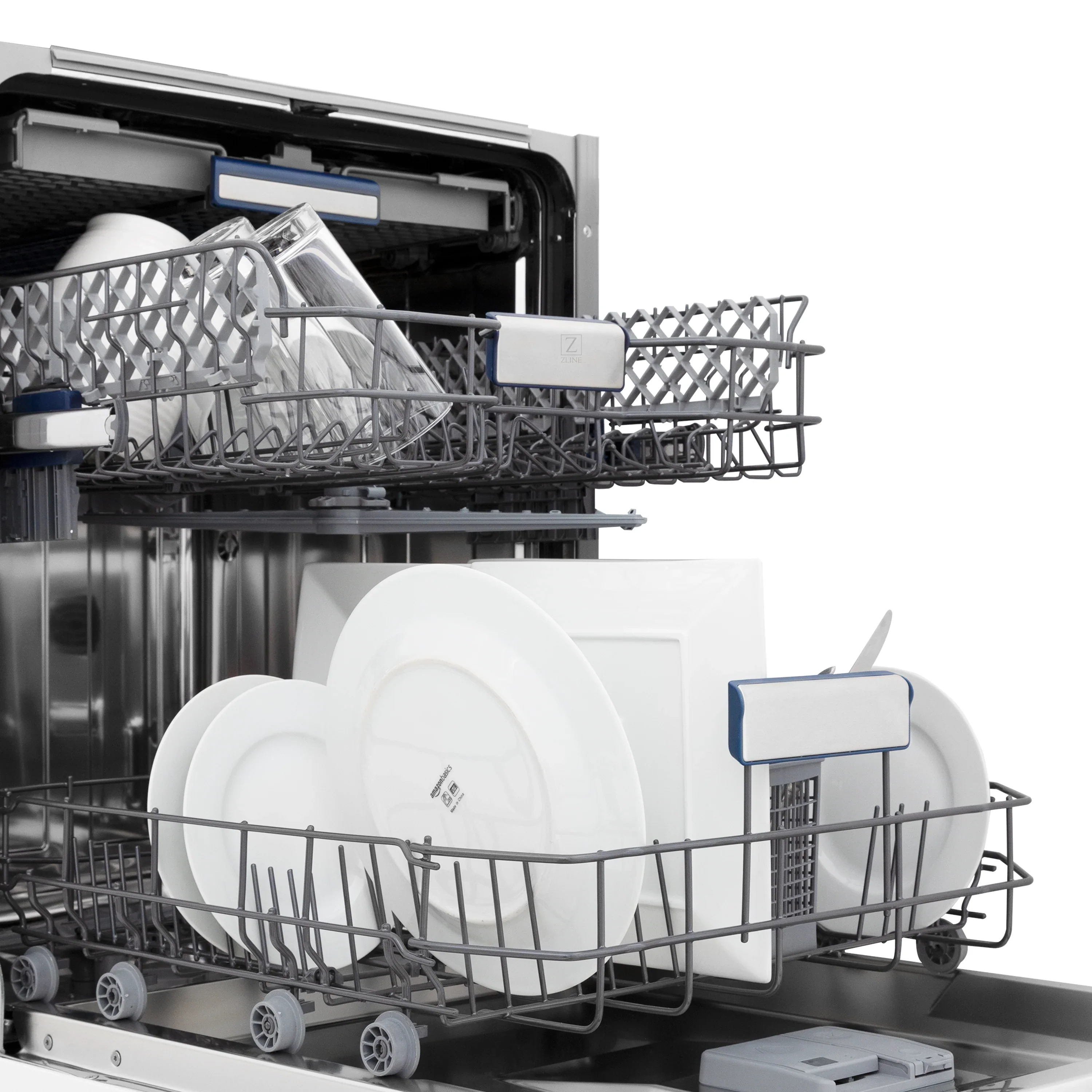 ZLINE Autograph Edition 24-Inch Tallac Series 3rd Rack Top Control Built-In Tall Tub Dishwasher in Custom Panel Ready with Champagne Bronze Handle (DWVZ-24-CB) - Image 15