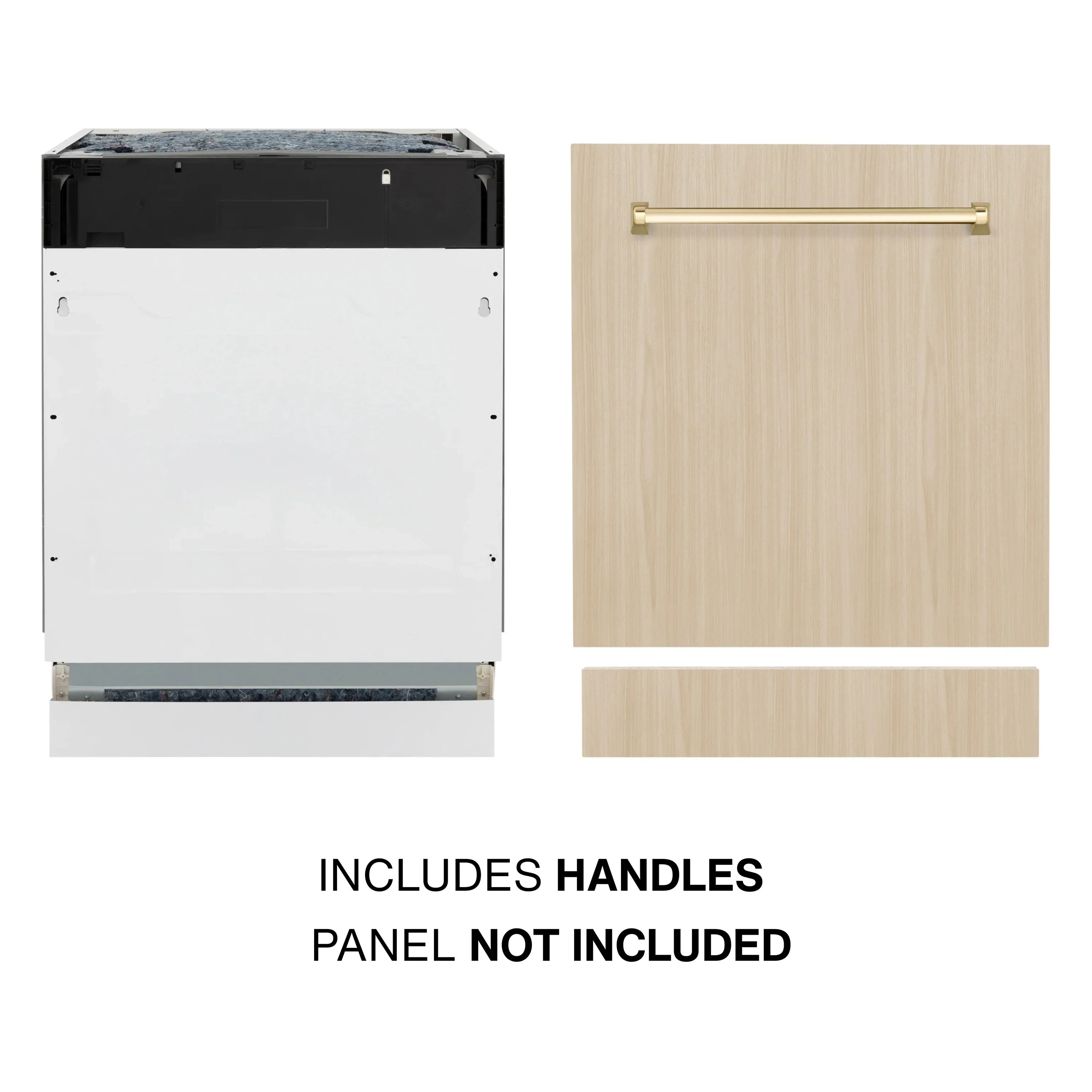 ZLINE Autograph Edition 24-Inch Tallac Series 3rd Rack Top Control Built-In Tall Tub Dishwasher in Custom Panel Ready with Polished Gold Handle (DWVZ-24-G) - Image 4