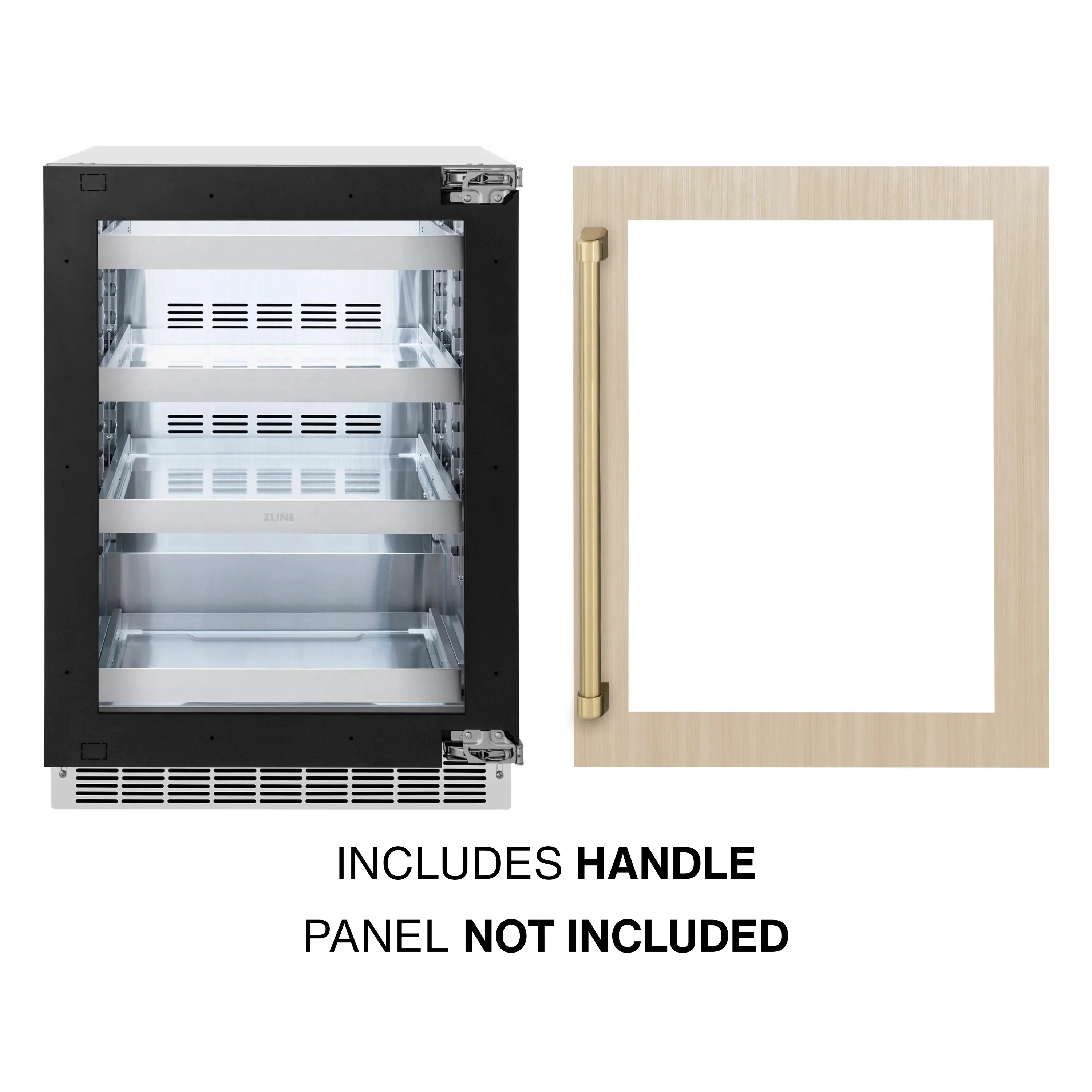 ZLINE Autograph Edition 24-Inch Touchstone 151 Can Indoor/Outdoor Beverage Fridge With Panel Ready Glass Door And Champagne Bronze Handle (RBSPOZ-24-CB) - Image 3