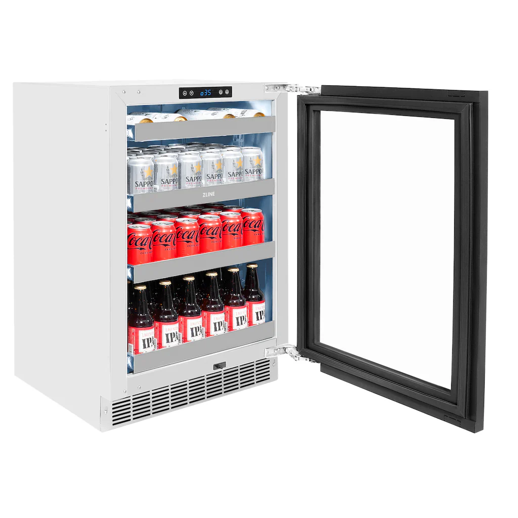 ZLINE Autograph Edition 24-Inch Touchstone 151 Can Indoor/Outdoor Beverage Fridge With Panel Ready Glass Door And Champagne Bronze Handle (RBSPOZ-24-CB) - Image 7