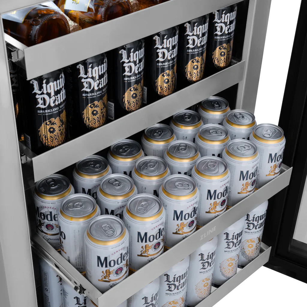 ZLINE Autograph Edition 24-Inch Touchstone 151 Can Indoor/Outdoor Beverage Fridge With Panel Ready Glass Door And Matte Black Handle (RBSPOZ-24-MB) - Image 10