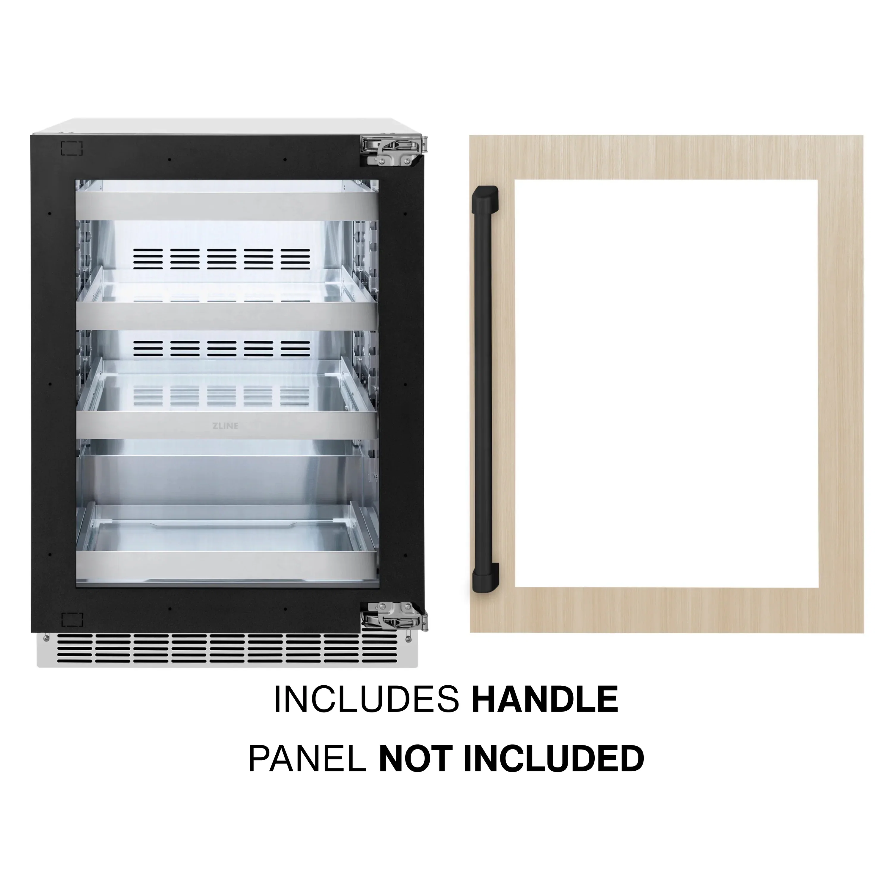 ZLINE Autograph Edition 24-Inch Touchstone 151 Can Indoor/Outdoor Beverage Fridge With Panel Ready Glass Door And Matte Black Handle (RBSPOZ-24-MB) - Image 3