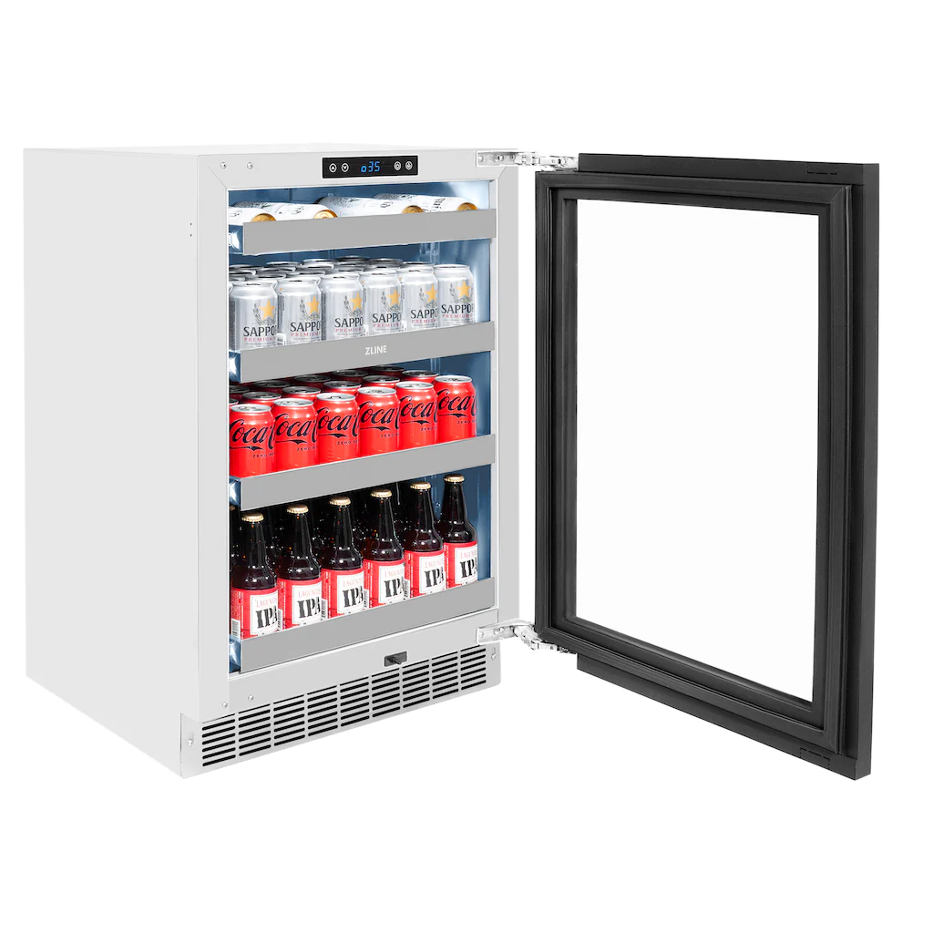 ZLINE Autograph Edition 24-Inch Touchstone 151 Can Indoor/Outdoor Beverage Fridge With Panel Ready Glass Door And Matte Black Handle (RBSPOZ-24-MB) - Image 9