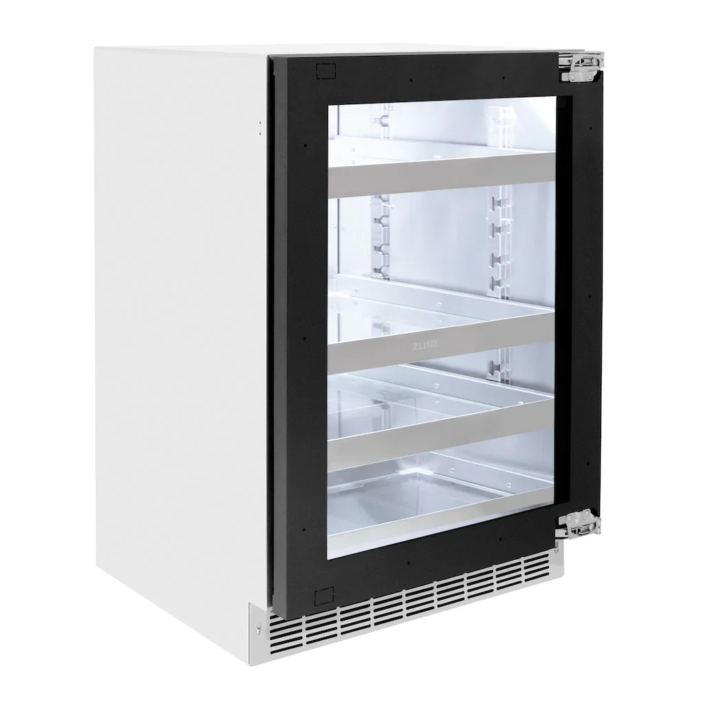 ZLINE Autograph Edition 24-Inch Touchstone 151 Can Indoor/Outdoor Beverage Fridge With Panel Ready Glass Door And Polished Gold Handle (RBSPOZ-24-G) - Image 6