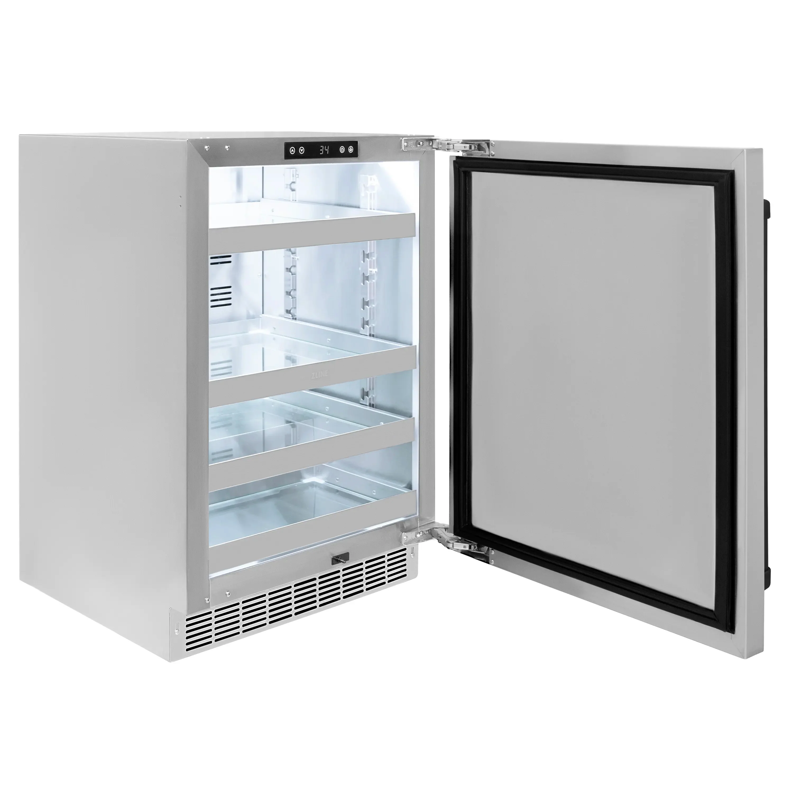 ZLINE Autograph Edition 24-Inch Touchstone 151 Can Indoor/Outdoor Beverage Fridge With Solid Stainless Steel Door And Matte Black Handle (RBSOZ-ST-24-MB) - Image 4