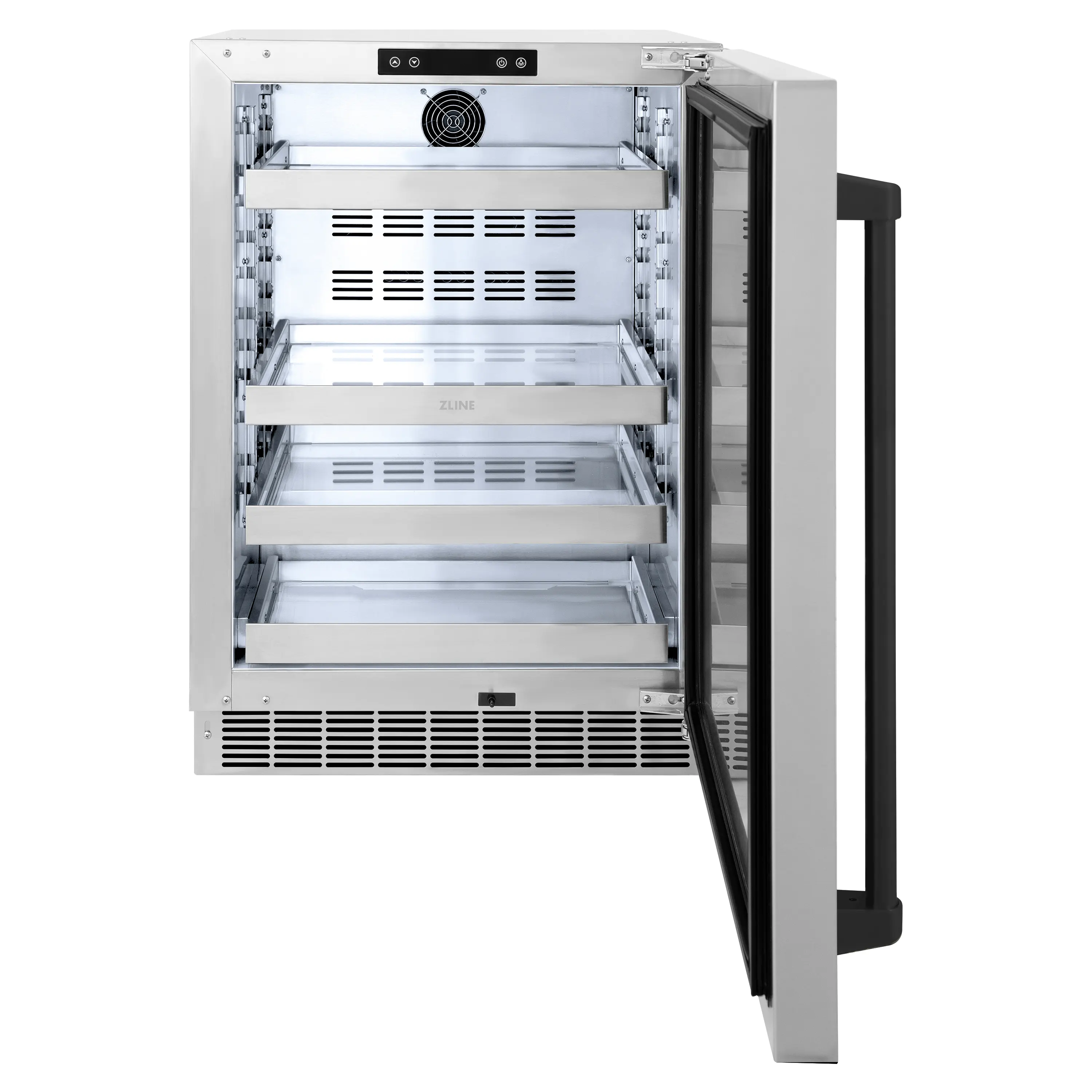 ZLINE Autograph Edition 24-Inch Touchstone 151 Can Indoor/Outdoor Beverage Fridge With Solid Stainless Steel Door And Matte Black Handle (RBSOZ-ST-24-MB) - Image 7