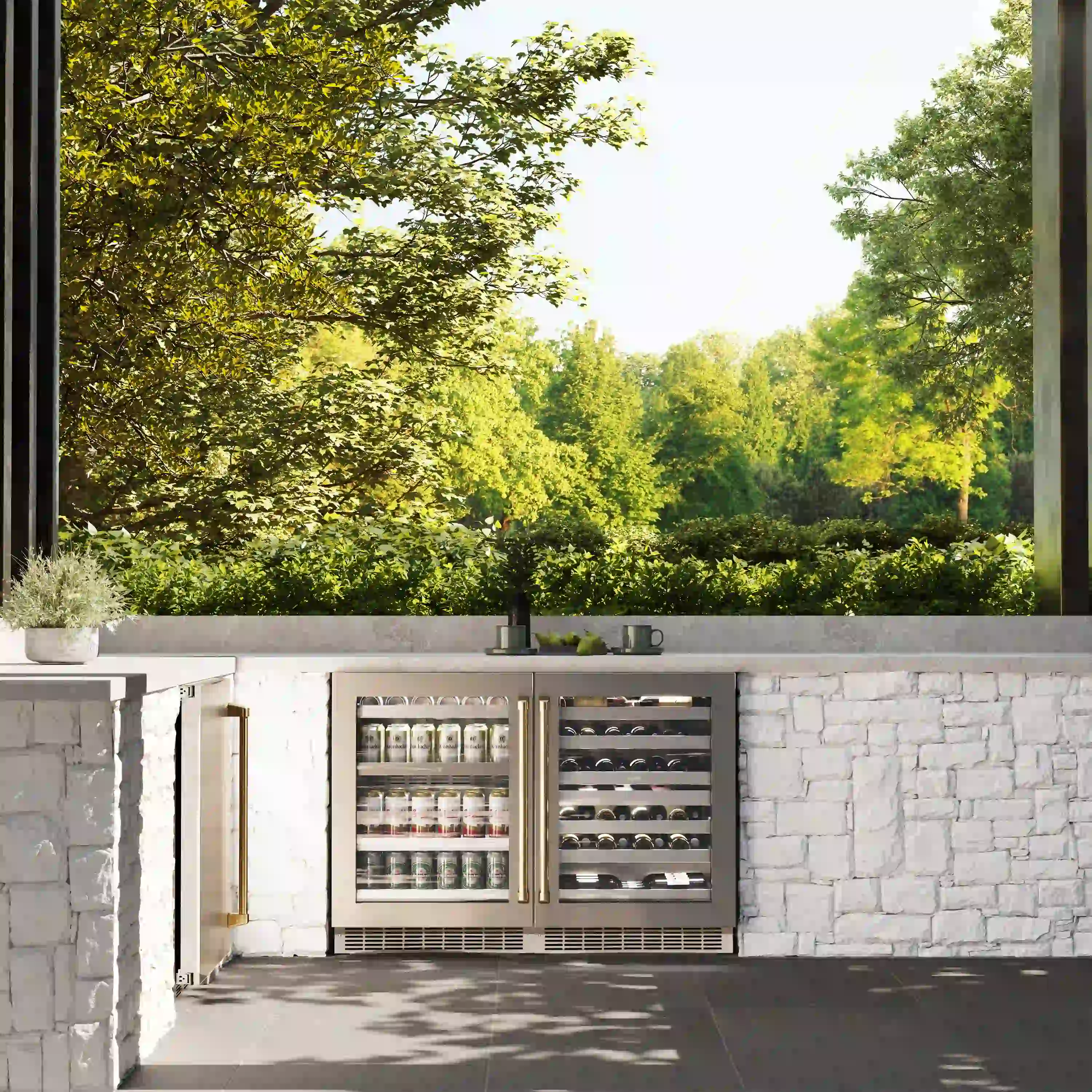 ZLINE Autograph Edition 24-Inch Touchstone 151 Can Indoor/Outdoor Beverage Fridge with Stainless Steel Glass Door and Polished Gold Handle (RBSOZ-GS-24-G) - Image 14