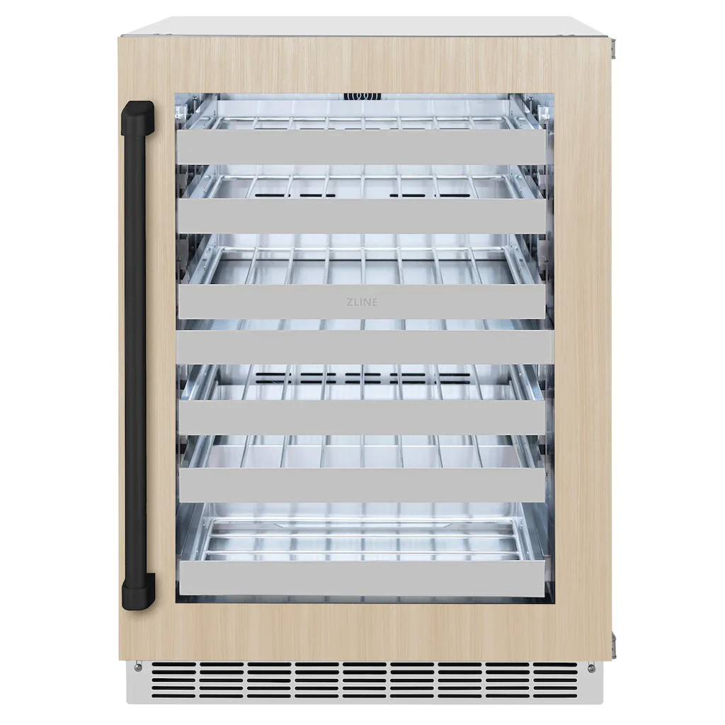 ZLINE Autograph Edition 24-Inch Touchstone Dual Zone 44 Bottle Indoor/Outdoor Wine Cooler with Panel Ready Glass Door and Matte Black Handle (RWDPOZ-24-MB) - Image 4