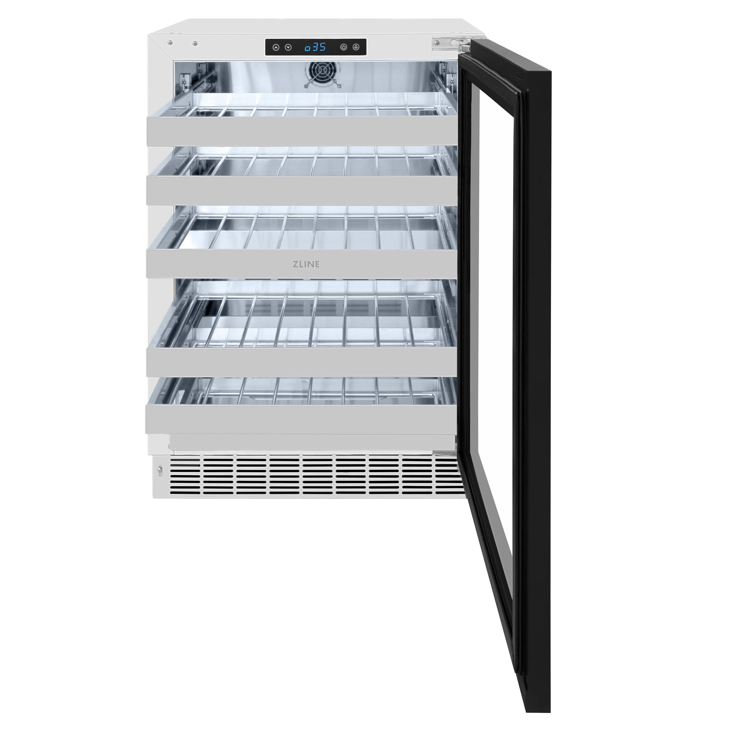 ZLINE Autograph Edition 24 -Inch Touchstone Dual Zone 44 Bottle Indoor/Outdoor Wine Cooler with Panel Ready Glass Door and Polished Gold Handle (RWDPOZ-24-G) - Image 5
