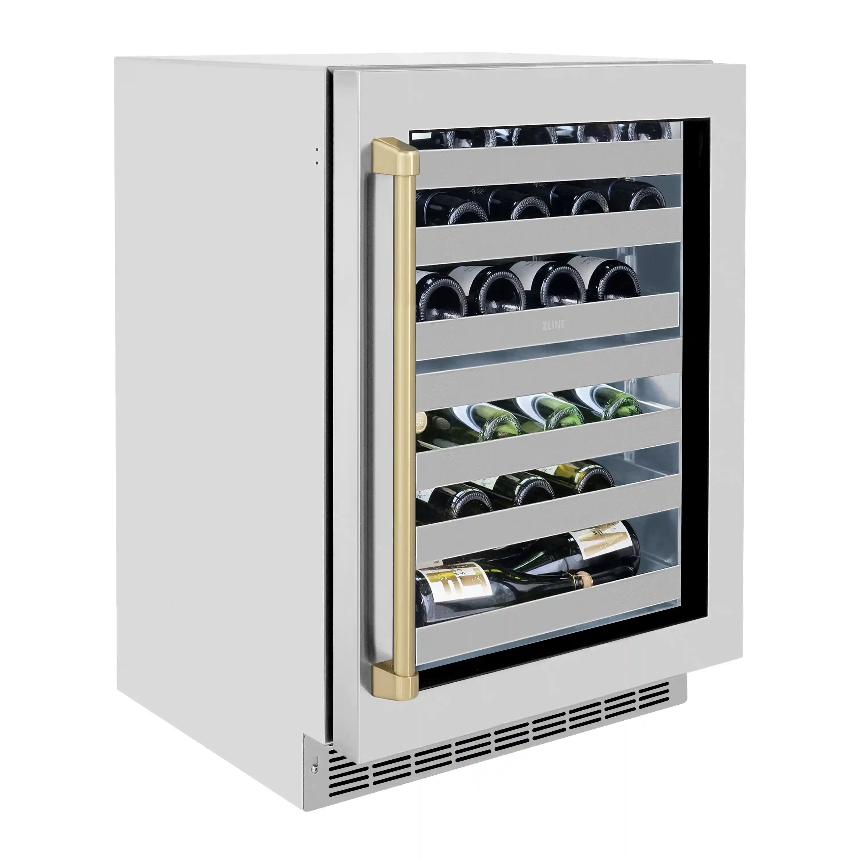 ZLINE Autograph Edition 24-Inch Touchstone Dual Zone 44 Bottle Indoor/Outdoor Wine Cooler With Stainless Steel Glass Door And Champagne Bronze Handle (RWDOZ-GS-24-CB) - Image 3