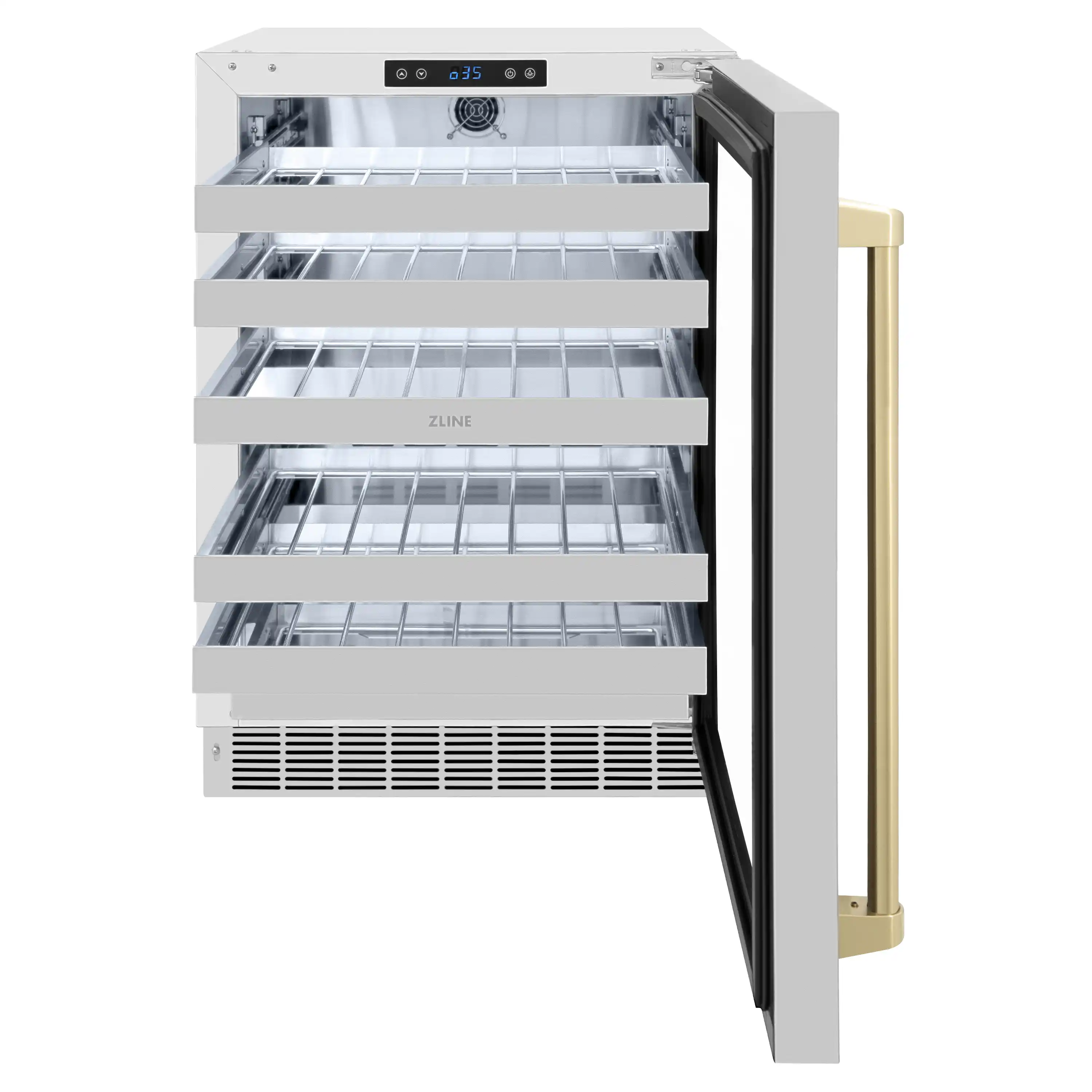 ZLINE Autograph Edition 24-Inch Touchstone Dual Zone 44 Bottle Indoor/Outdoor Wine Cooler With Stainless Steel Glass Door And Champagne Bronze Handle (RWDOZ-GS-24-CB) - Image 4