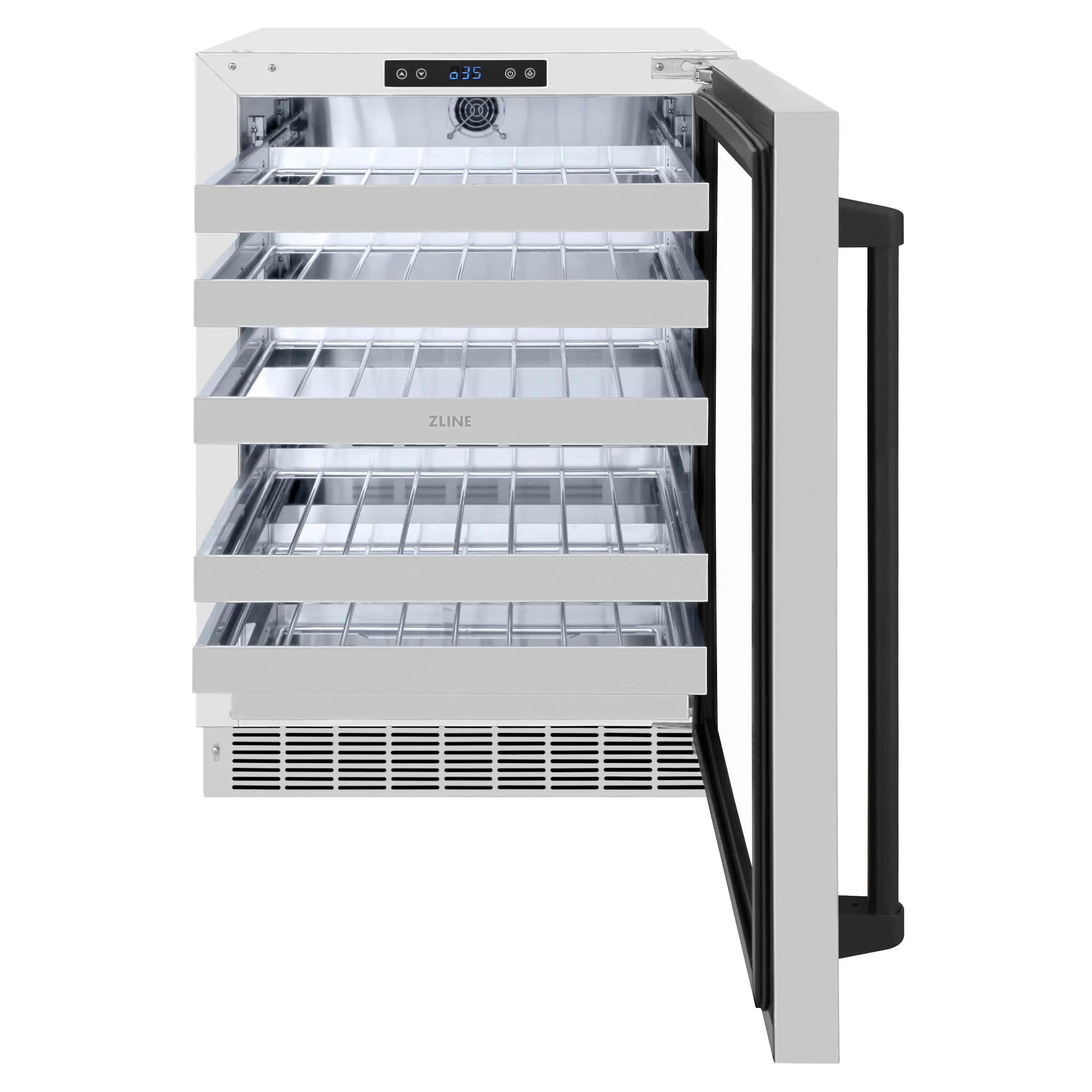 ZLINE Autograph Edition 24-Inch Touchstone Dual Zone 44 Bottle Indoor/Outdoor Wine Cooler with Stainless Steel Glass Door and Matte Black Handle (RWDOZ-GS-24-MB) - Image 4