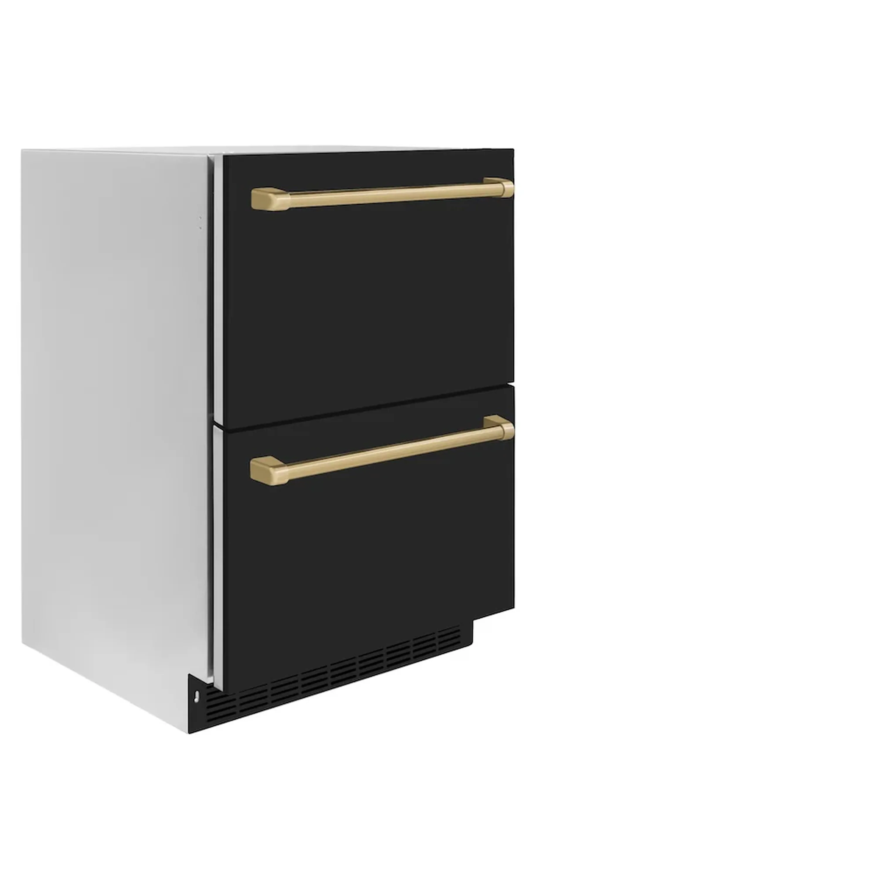 ZLINE Autograph Edition 24-Inch Touchstone Refrigerator Drawer in Black Matte and Champagne Bronze Handles (RDSOZ-BLM-24-CB) - Image 2