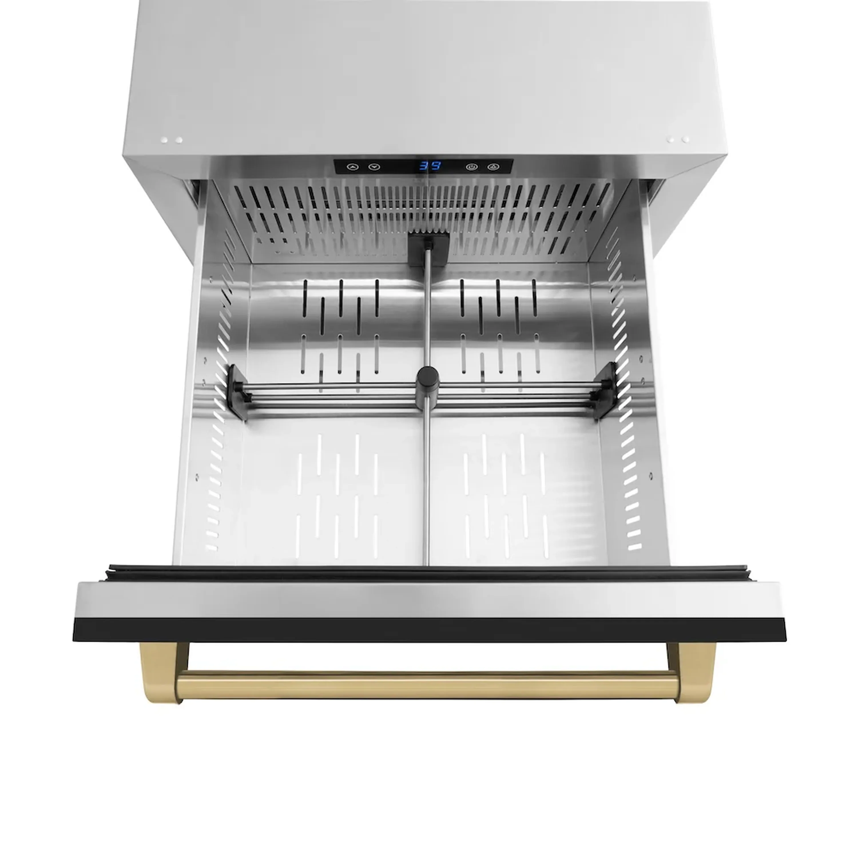 ZLINE Autograph Edition 24-Inch Touchstone Refrigerator Drawer in Black Matte and Champagne Bronze Handles (RDSOZ-BLM-24-CB) - Image 5