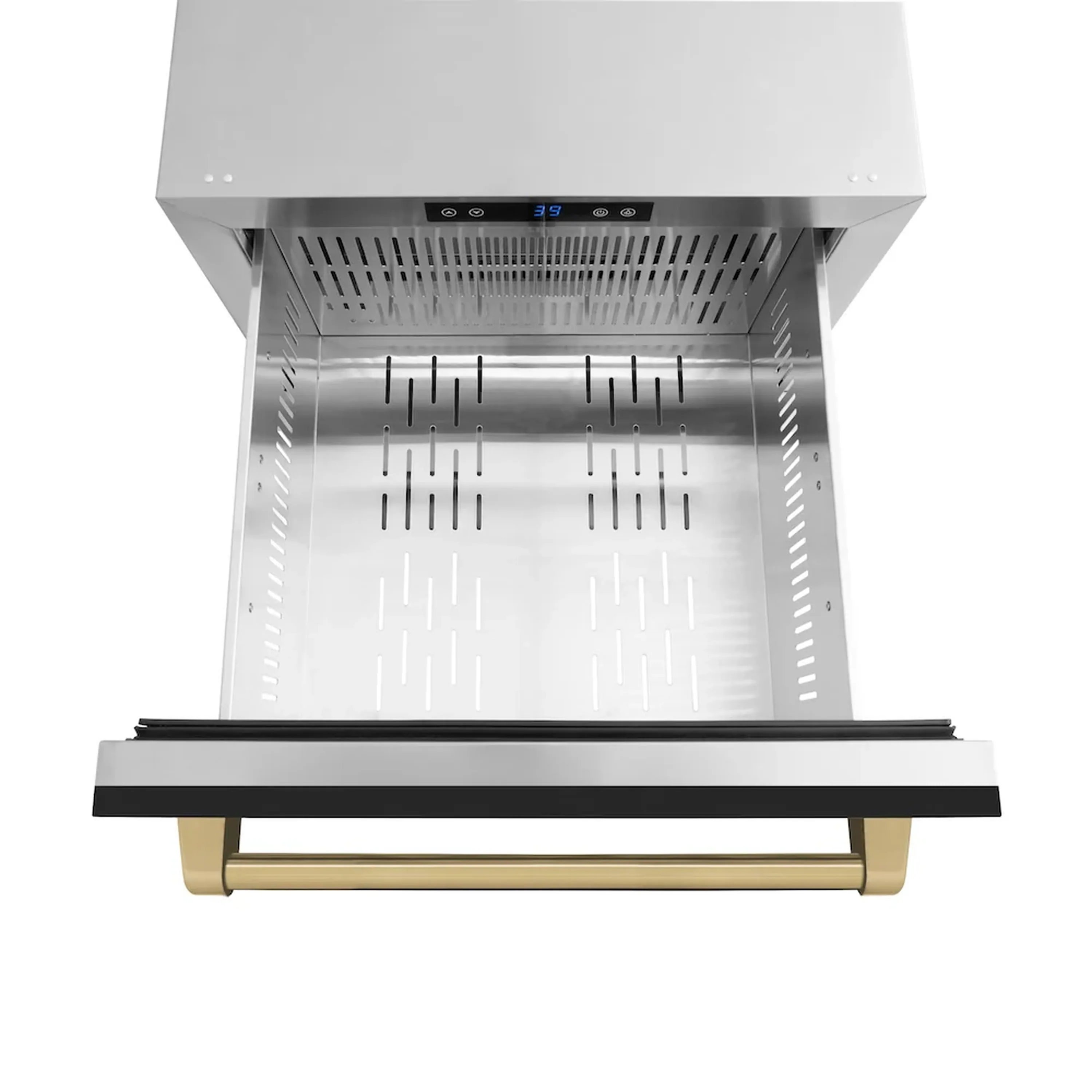 ZLINE Autograph Edition 24-Inch Touchstone Refrigerator Drawer in Black Matte and Champagne Bronze Handles (RDSOZ-BLM-24-CB) - Image 6