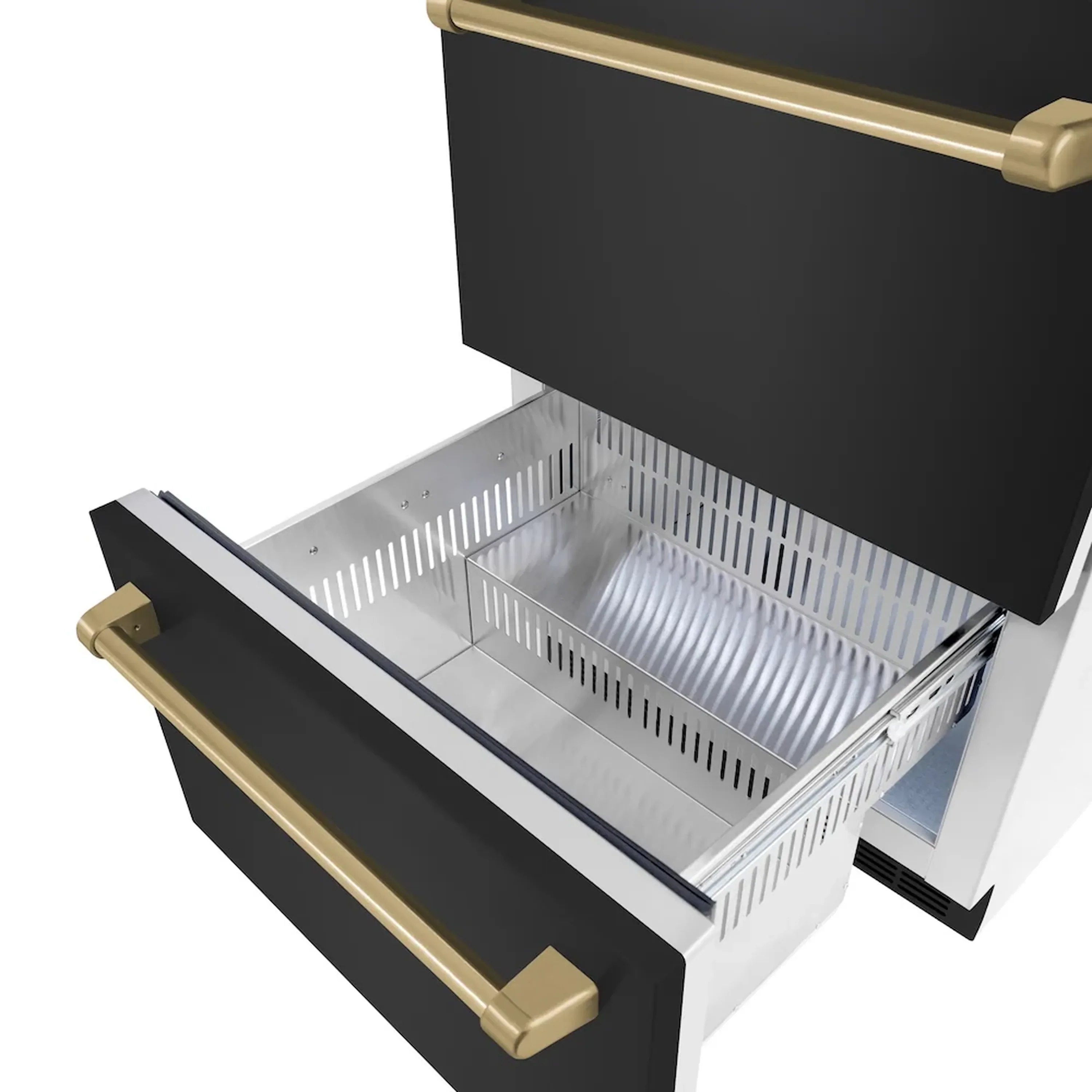 ZLINE Autograph Edition 24-Inch Touchstone Refrigerator Drawer in Black Stainless Steel and Champagne Bronze Handles (RDSOZ-BS-24-CB) - Image 4