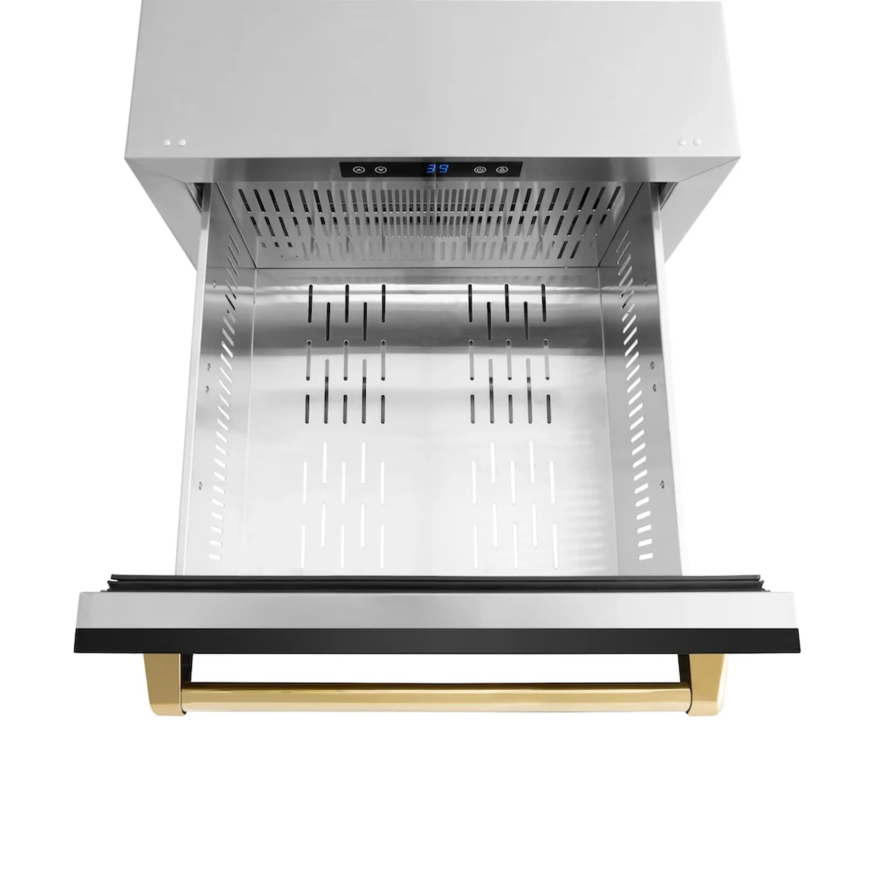 ZLINE Autograph Edition 24-Inch Touchstone Refrigerator Drawer in Black Stainless Steel and Gold Handles (RDSOZ-BS-24-G) - Image 6