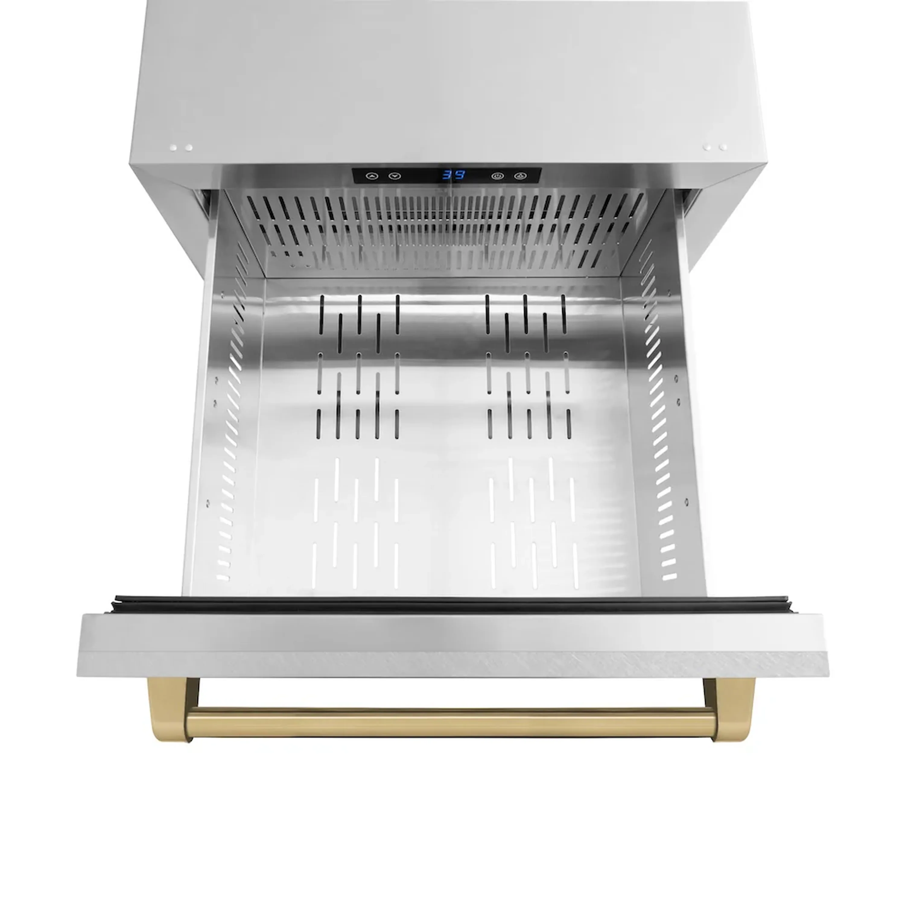 ZLINE Autograph Edition 24-Inch Touchstone Refrigerator Drawer in DuraSnow Stainless Steel and Champagne Bronze Handles (RDSOZ-SN-24-CB) - Image 4