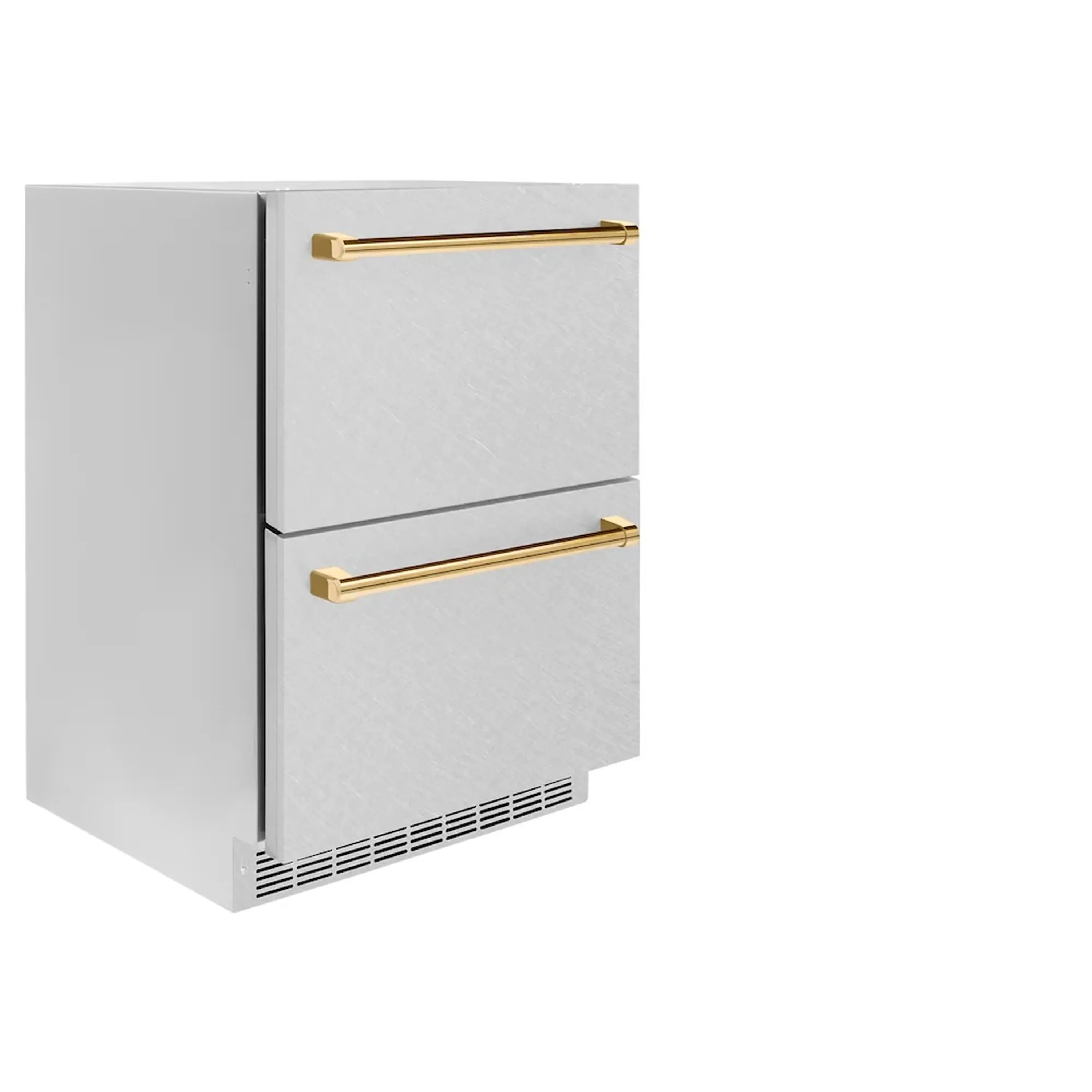 ZLINE Autograph Edition 24-Inch Touchstone Refrigerator Drawer in DuraSnow Stainless Steel and Gold Handles (RDSOZ-SN-24-G) - Image 2