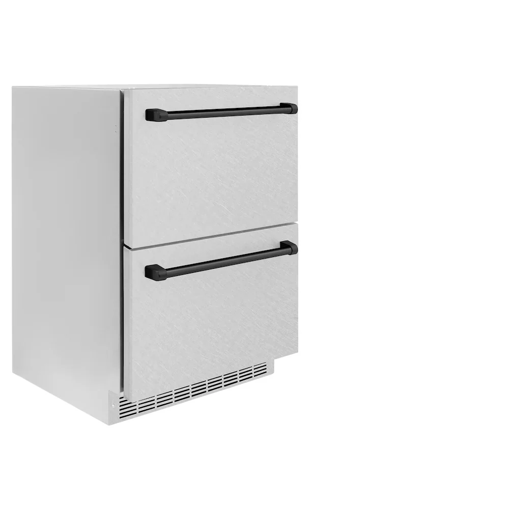 ZLINE Autograph Edition 24-Inch Touchstone Refrigerator Drawer in DuraSnow Stainless Steel and Matte Black Handles (RDSOZ-SN-24-MB) - Image 2