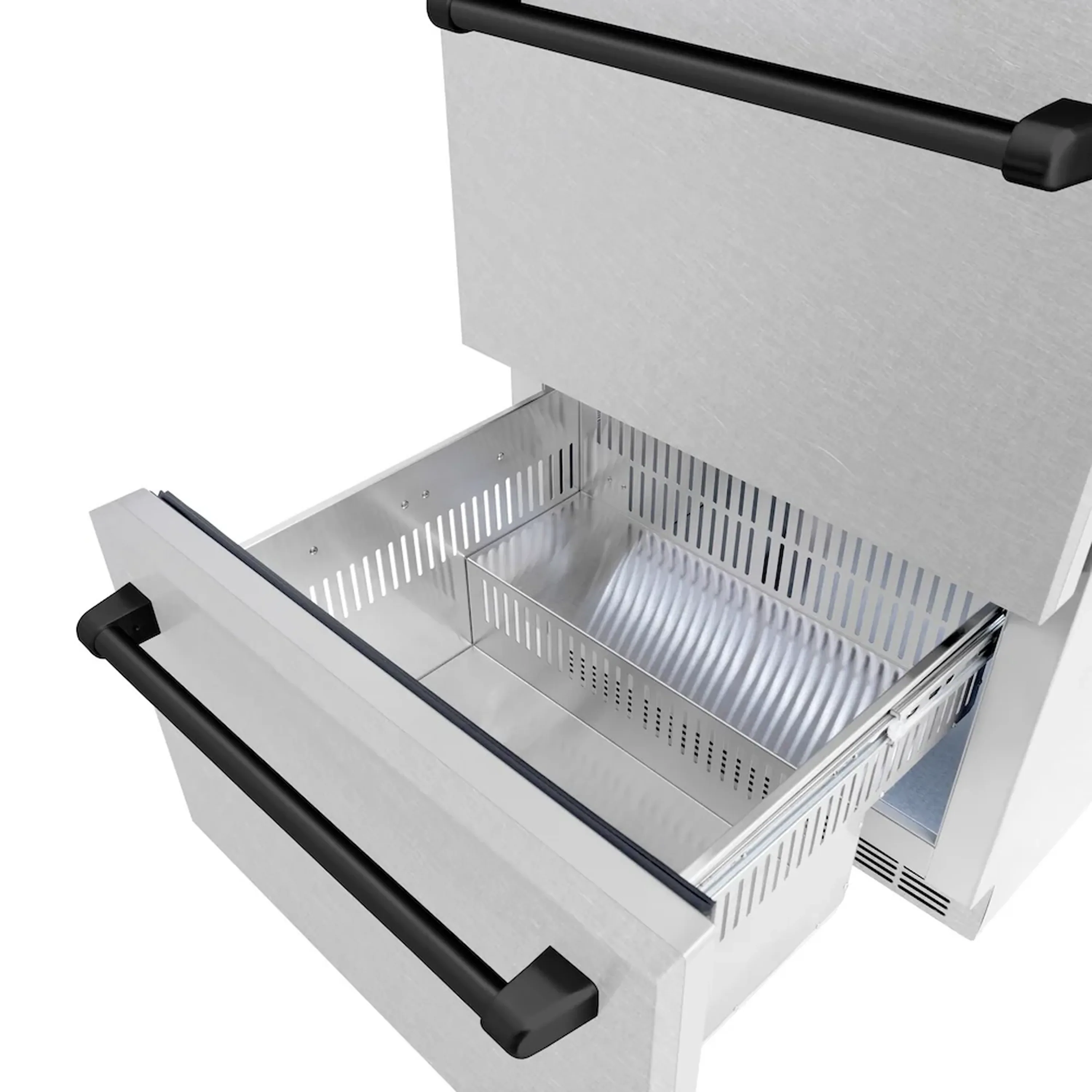 ZLINE Autograph Edition 24-Inch Touchstone Refrigerator Drawer in DuraSnow Stainless Steel and Matte Black Handles (RDSOZ-SN-24-MB) - Image 7