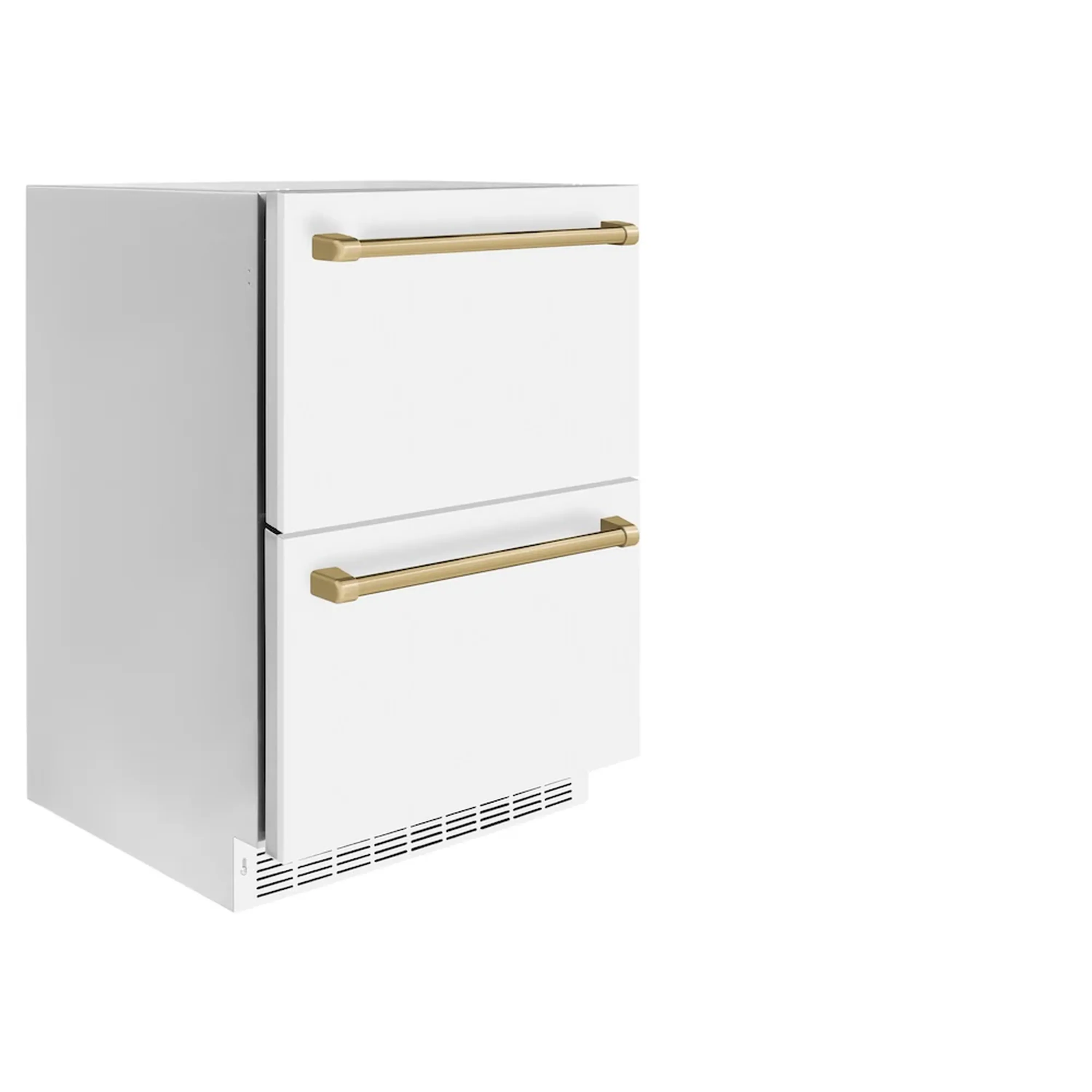 ZLINE Autograph Edition 24-Inch Touchstone Refrigerator Drawer in White Matte and Champagne Bronze Handles (RDSOZ-WM-24-CB) - Image 2