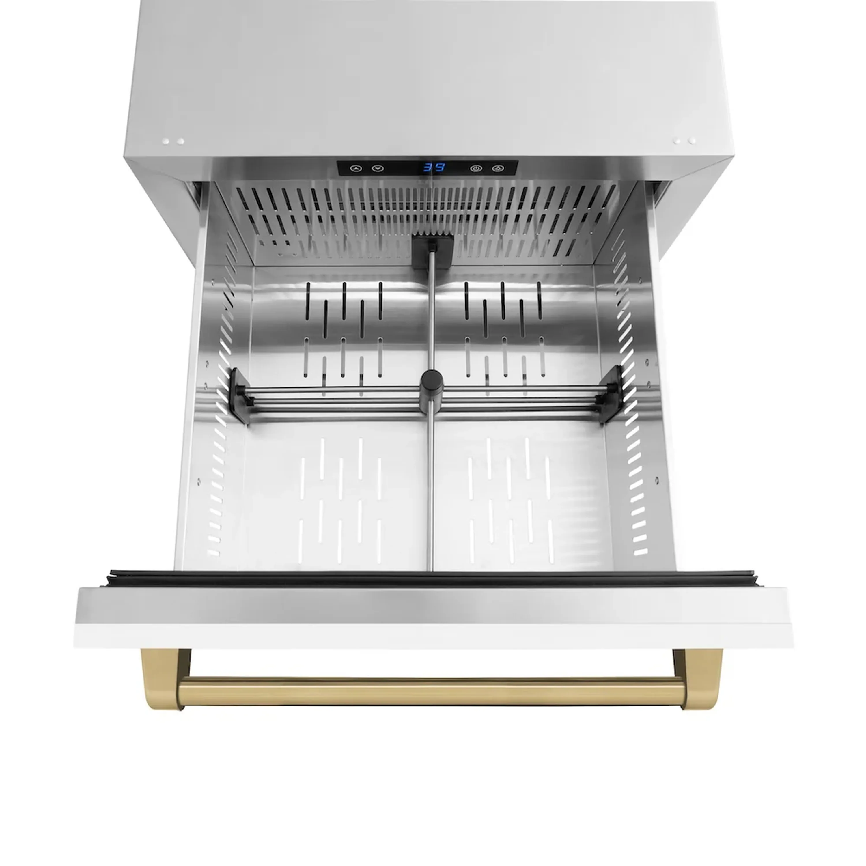 ZLINE Autograph Edition 24-Inch Touchstone Refrigerator Drawer in White Matte and Champagne Bronze Handles (RDSOZ-WM-24-CB) - Image 4