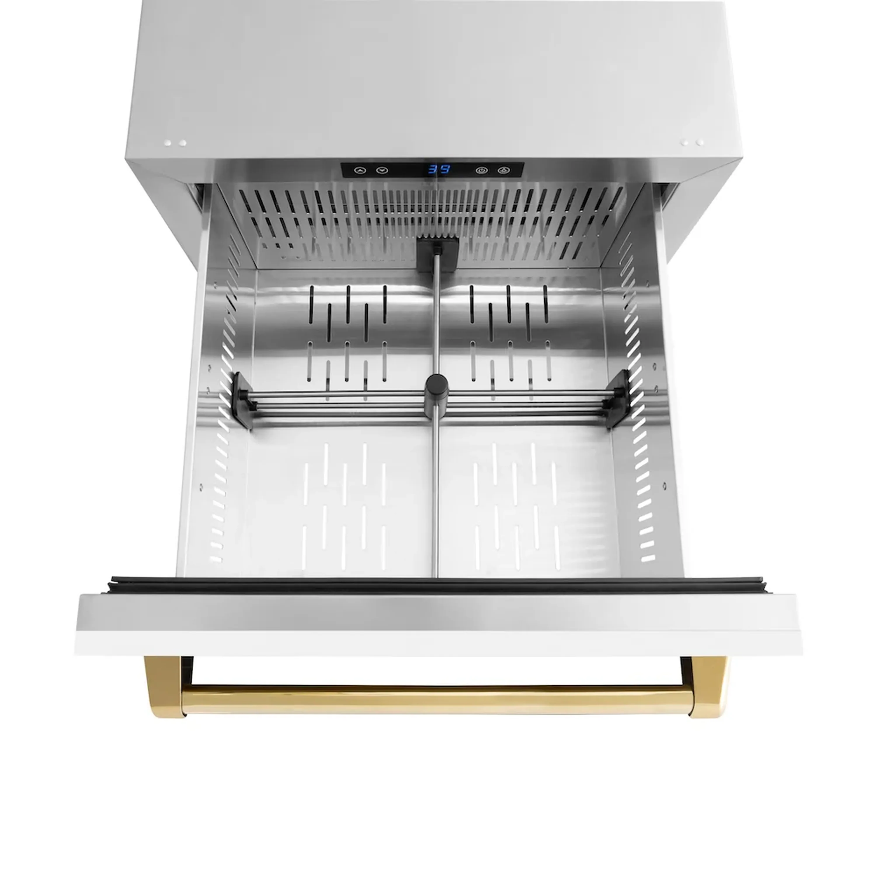 ZLINE Autograph Edition 24-Inch Touchstone Refrigerator Drawer in White Matte and Gold Handles (RDSOZ-WM-24-G) - Image 4