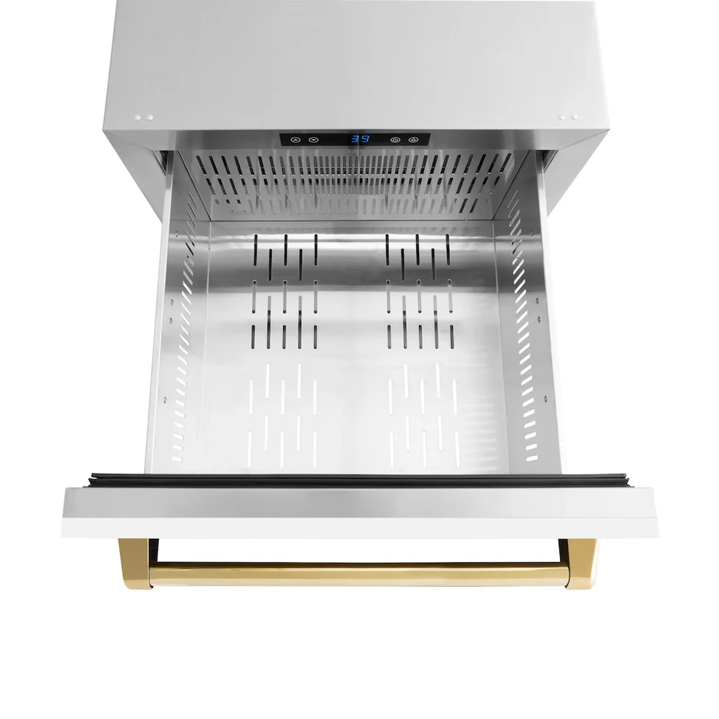 ZLINE Autograph Edition 24-Inch Touchstone Refrigerator Drawer in White Matte and Gold Handles (RDSOZ-WM-24-G) - Image 5