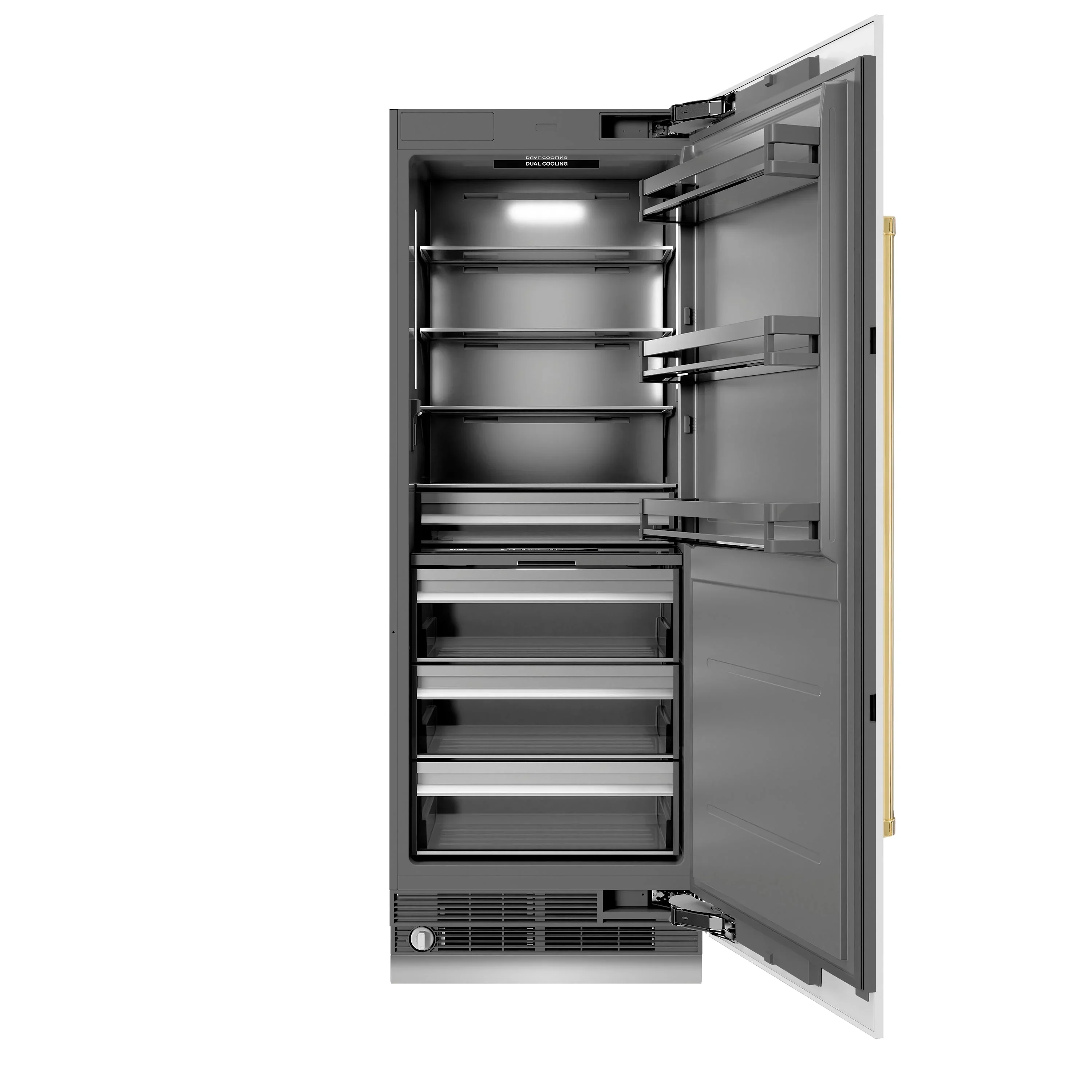 ZLINE Autograph Edition 30-Inch 16.7 Cu. Ft. Column Refrigerator in White Matte with Graphite Gray Interior and Polished Gold Accents (RCRVZ-WM-30-G) - Image 3