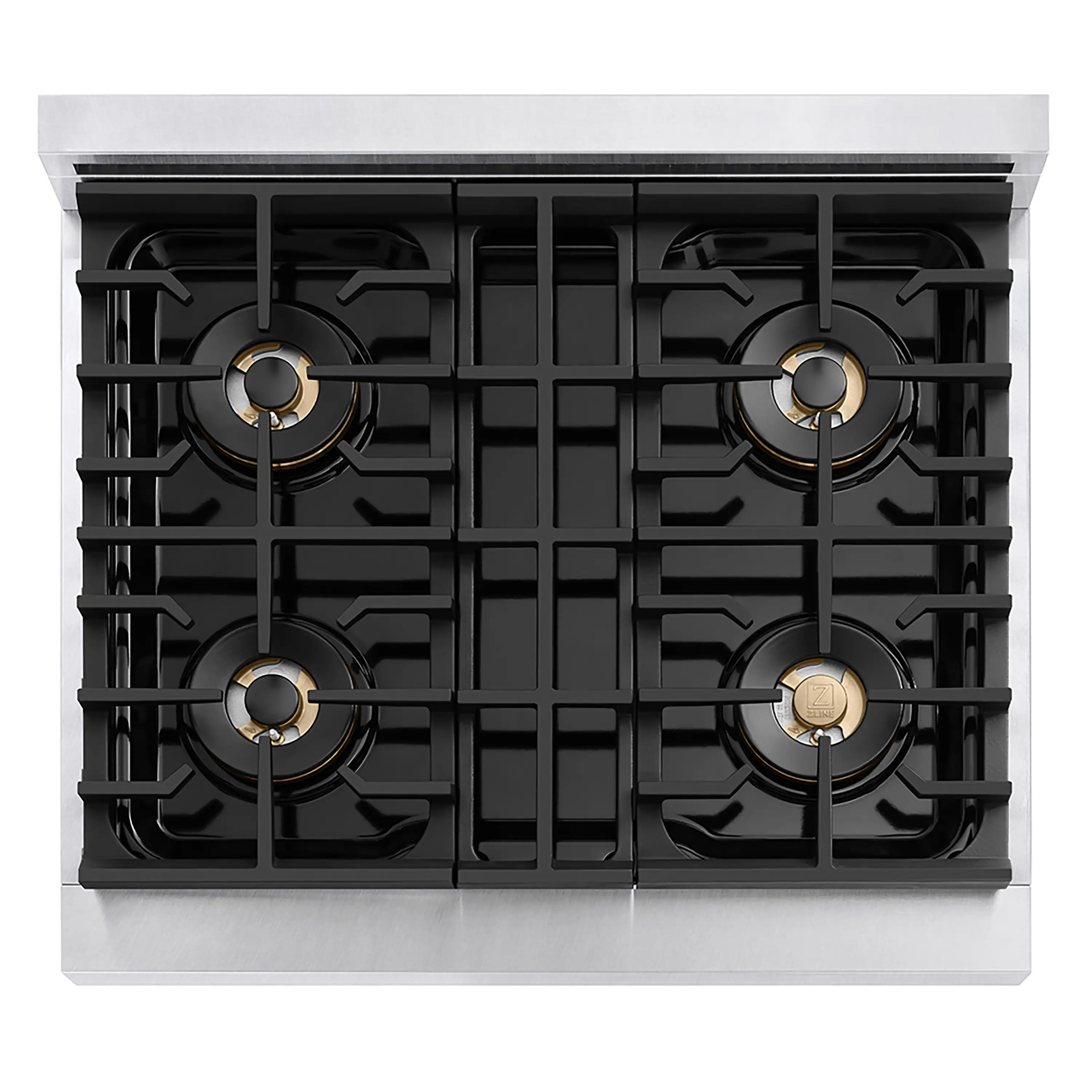ZLINE Autograph Edition 30-Inch 4.2 cu. ft. Paramount Dual Fuel Range with 4 Burner DuoPro™ Cooktop and Electric Convection Oven in Satin Stainless Steel and Champagne Bronze Accents (PSDRSZ-30-CB) - Image 3