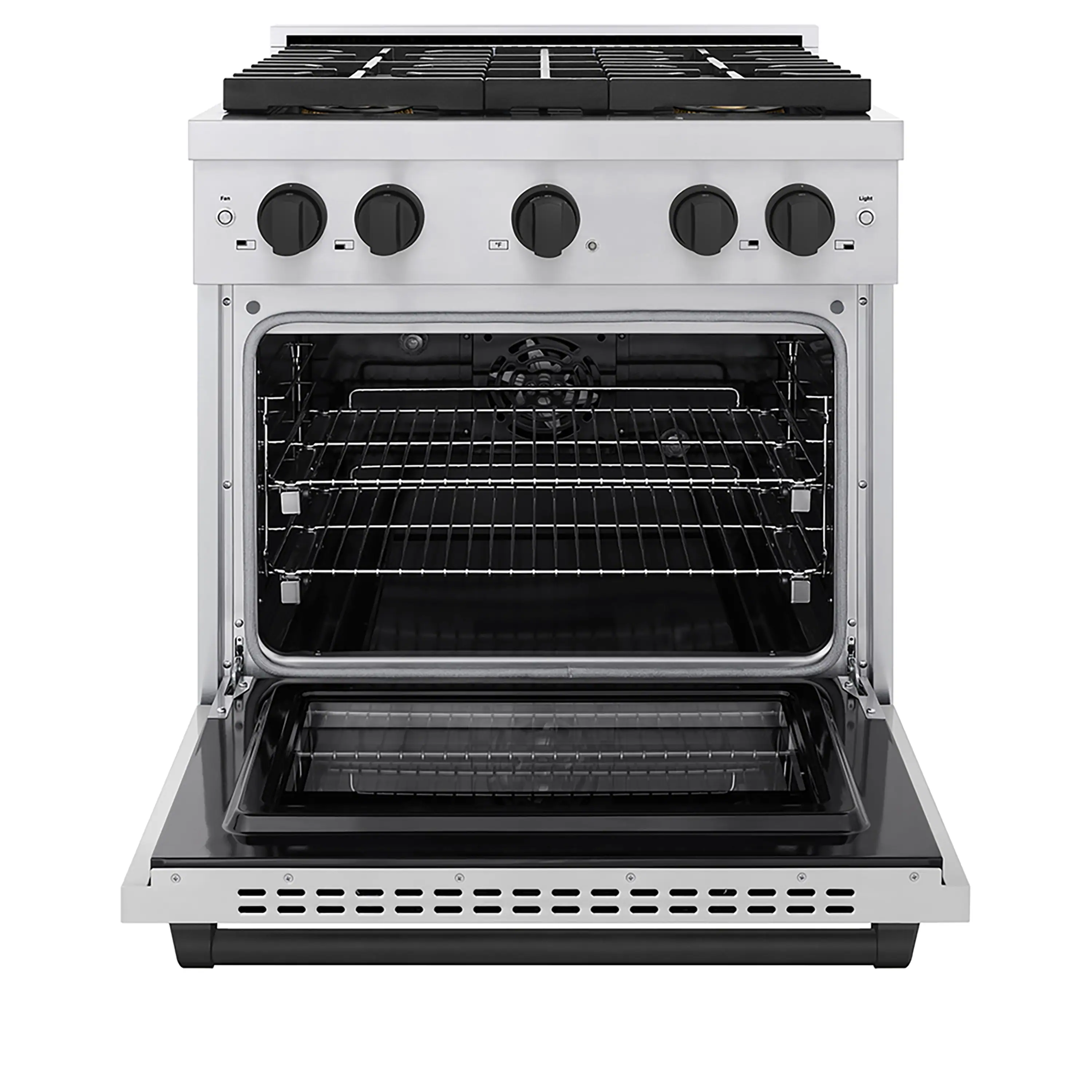 ZLINE Autograph Edition 30-Inch 4.2 cu. ft. Paramount Dual Fuel Range with 4 Burner DuoPro™ Cooktop and Electric Convection Oven in Stainless Steel with Matte Black Accents (PSDRZ-30-MB) - Image 2
