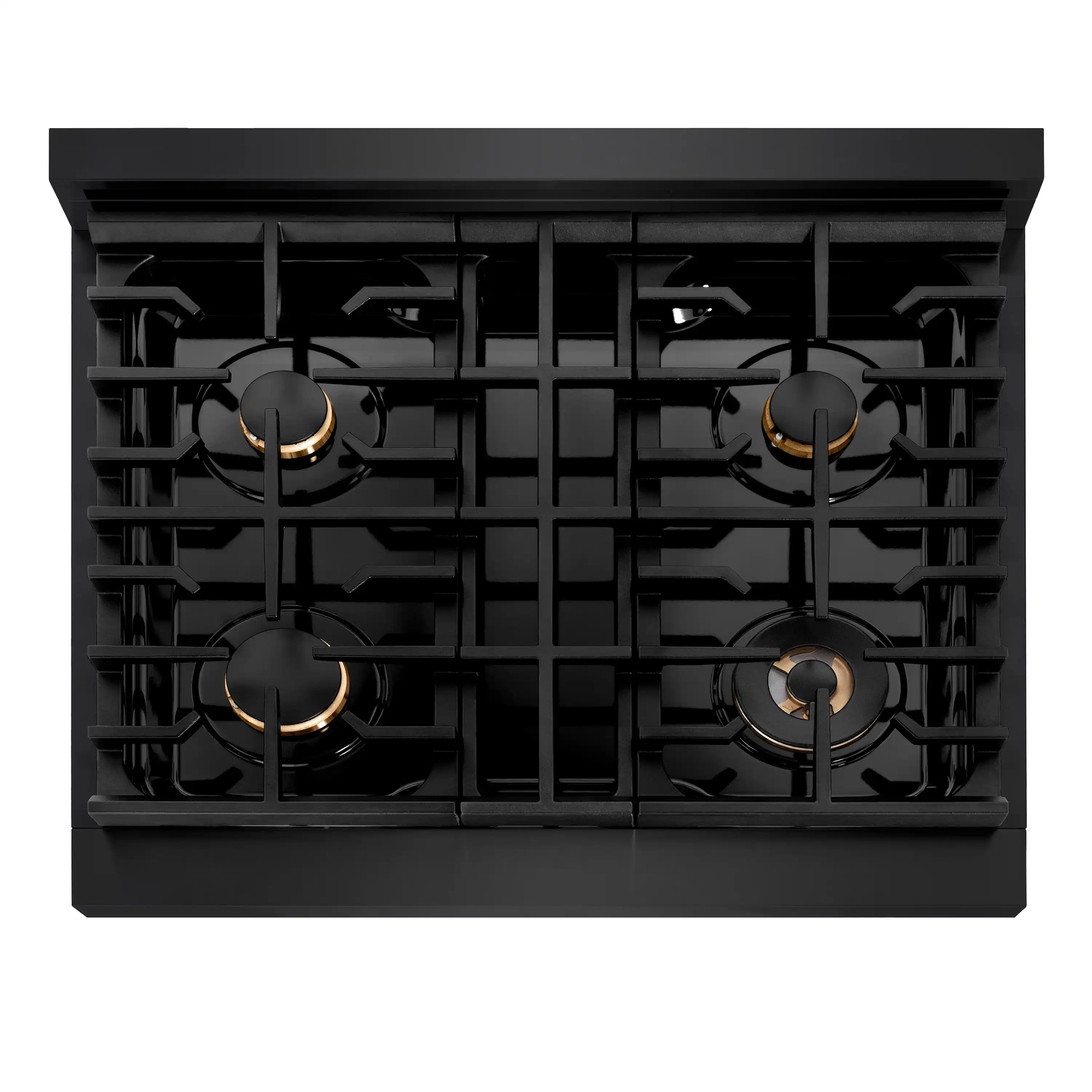 ZLINE Autograph Edition 30-Inch 4.2 cu. ft. Paramount Dual Fuel Range with 4 Burner Gas Cooktop and Electric Convection Oven in Black Stainless Steel with Champagne Bronze Accents (SDRBZ-30-CB) - Image 4
