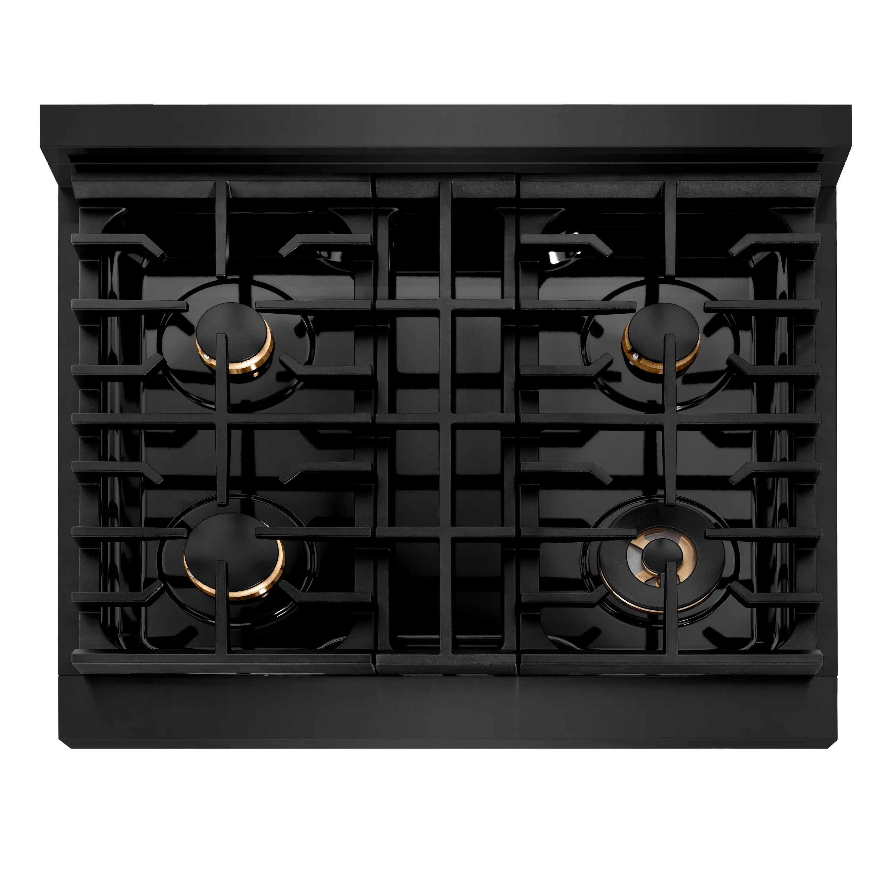 ZLINE Autograph Edition 30-Inch 4.2 cu. ft. Paramount Dual Fuel Range with 4 Burner Gas Cooktop and Electric Convection Oven in Black Stainless Steel with Polished Gold Accents (SDRBZ-30-G) - Image 4