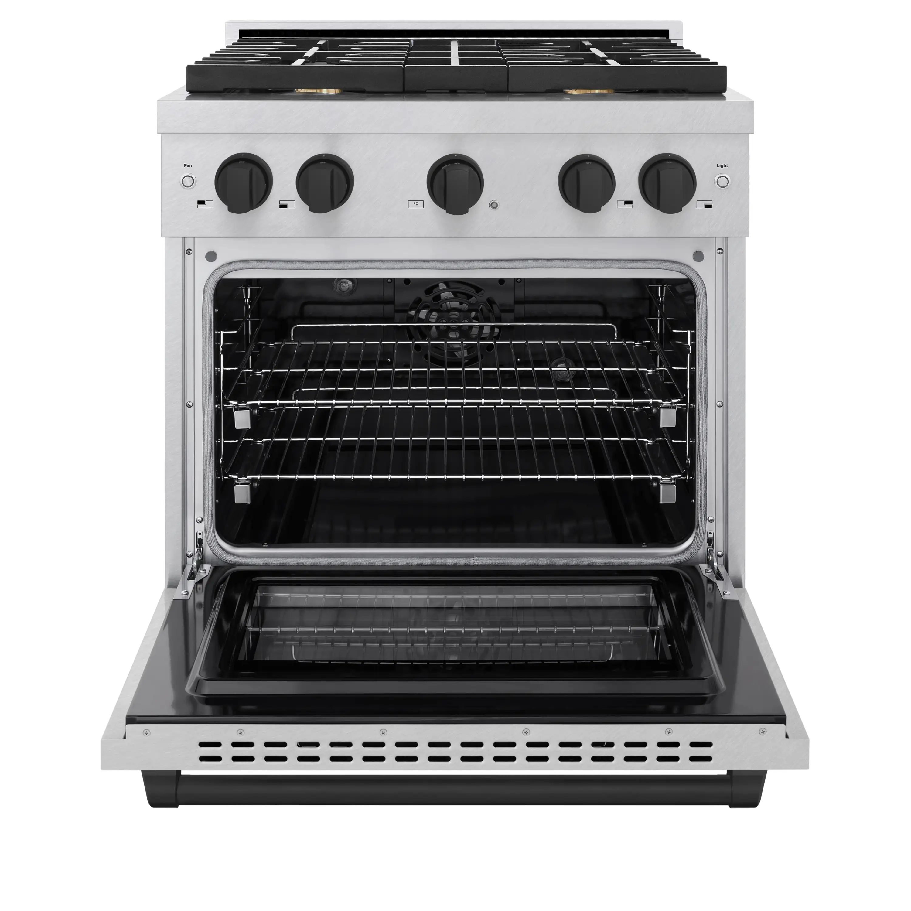 ZLINE Autograph Edition 30-Inch 4.2 cu. ft. Paramount Dual Fuel Range with 4 Burner Gas Cooktop and Electric Convection Oven in Satin Stainless Steel with Matte Black Accents (SDRSZ-30-MB) - Image 3
