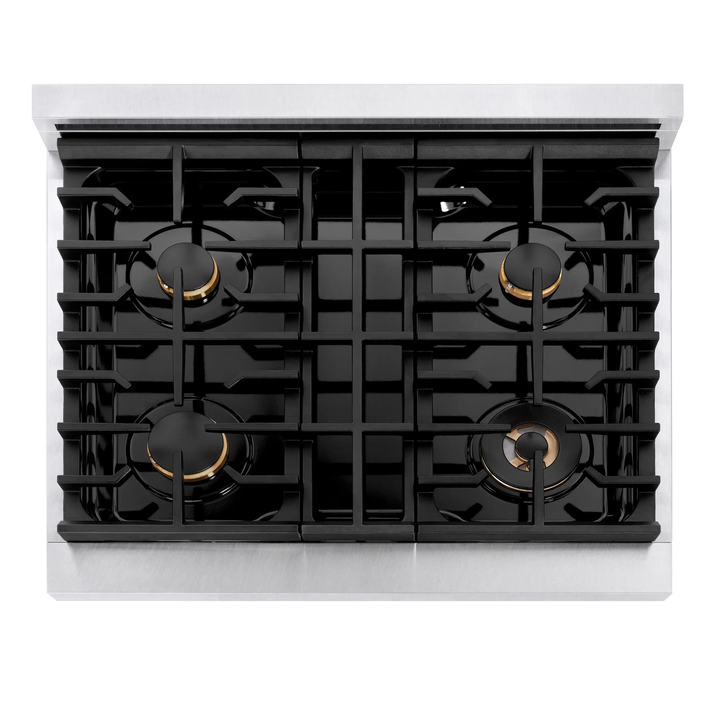 ZLINE Autograph Edition 30-Inch 4.2 cu. ft. Paramount Dual Fuel Range with 4 Burner Gas Cooktop and Electric Convection Oven in Satin Stainless Steel with Polished Gold Accents (SDRSZ-30-G) - Image 5