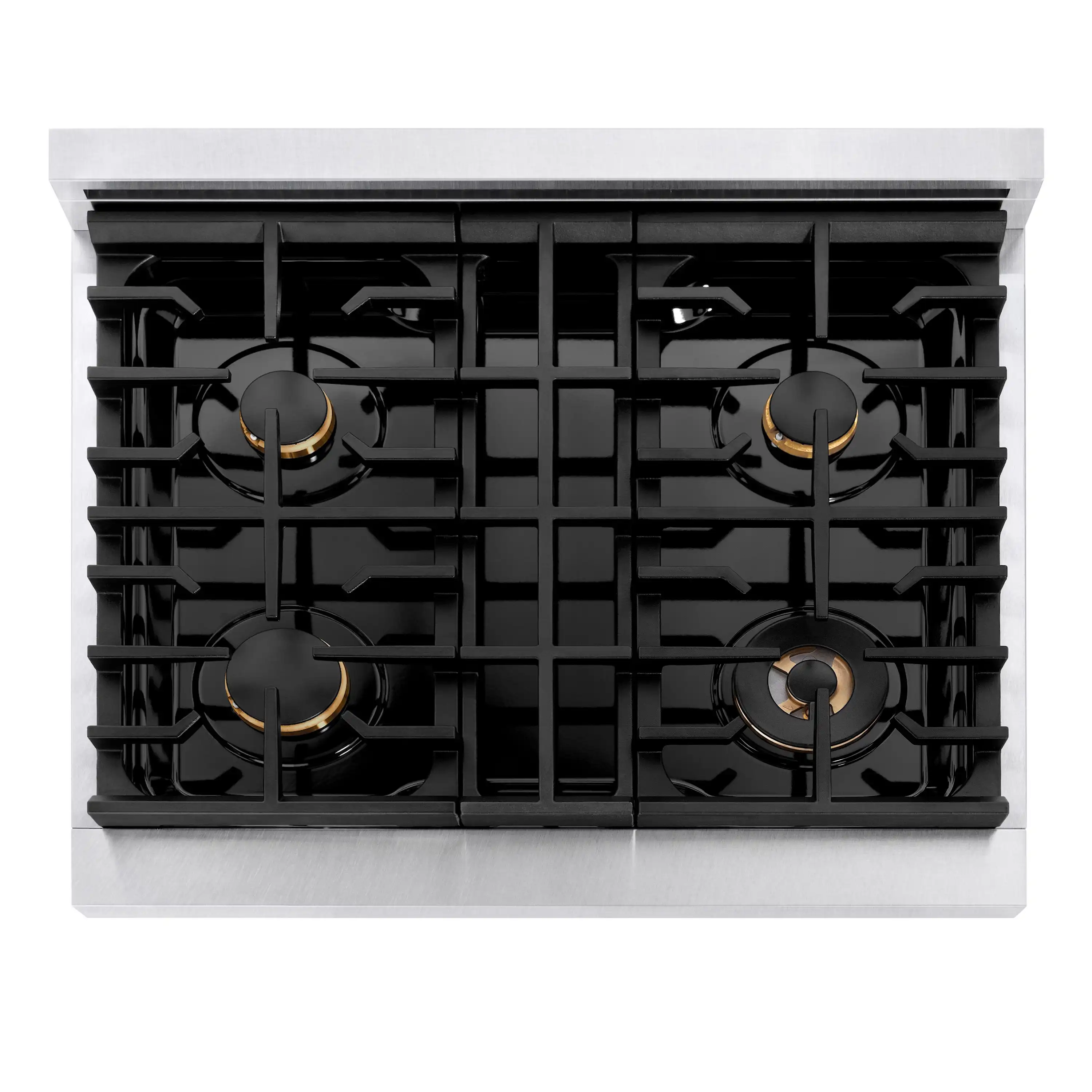 ZLINE Autograph Edition 30-Inch 4.2 cu. ft. Paramount Dual Fuel Range with 4 Burner Gas Cooktop and Electric Convection Oven in Satin Stainless Steel with White Matte Door and Polished Gold Accents (SDRSZ-WM-30-G) - Image 5