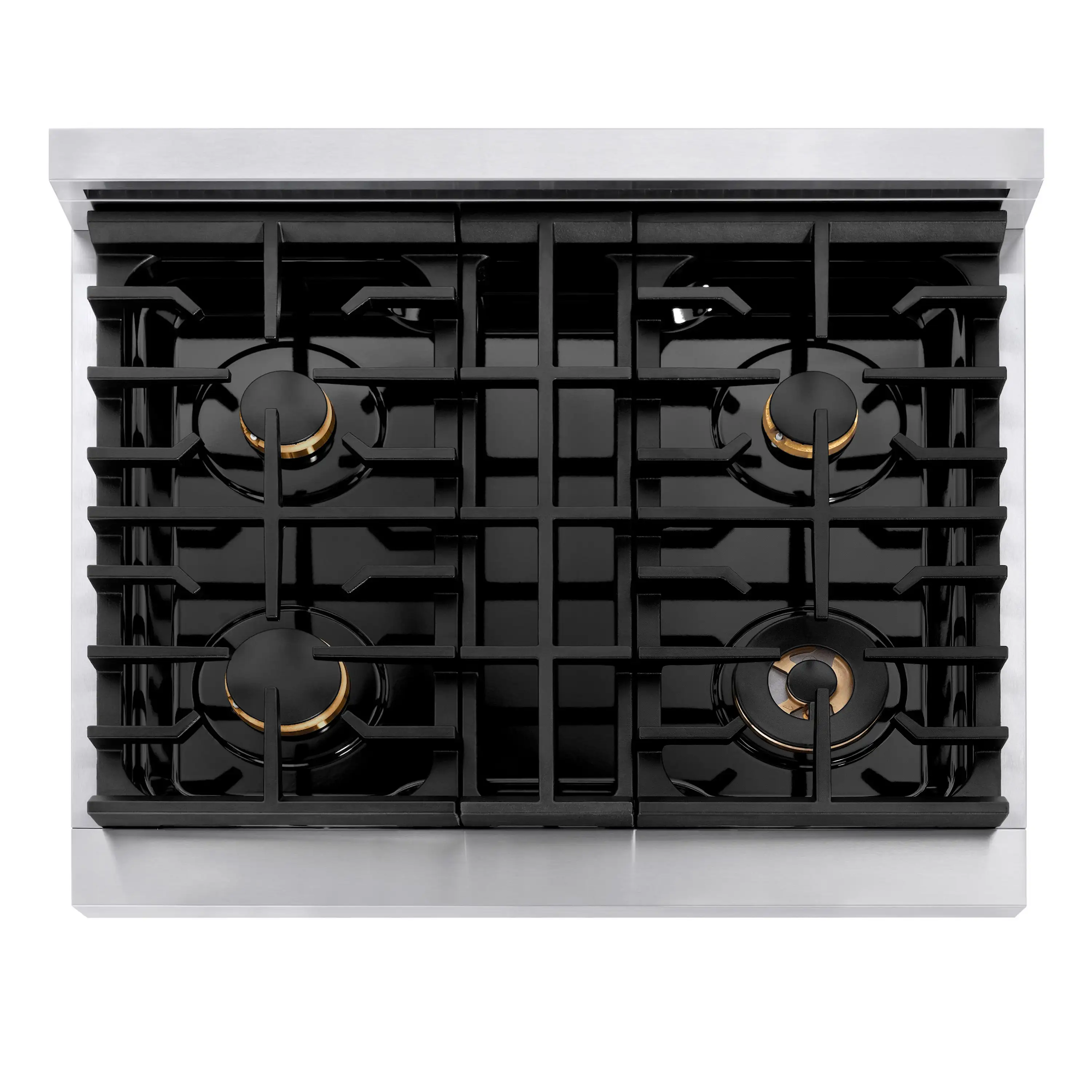 ZLINE Autograph Edition 30-Inch 4.2 cu. ft. Paramount Dual Fuel Range with 4 Burner Gas Cooktop and Electric Convection Oven in Stainless Steel with White Matte Door and Champagne Bronze Accents (SDRZ-WM-30-CB) - Image 5