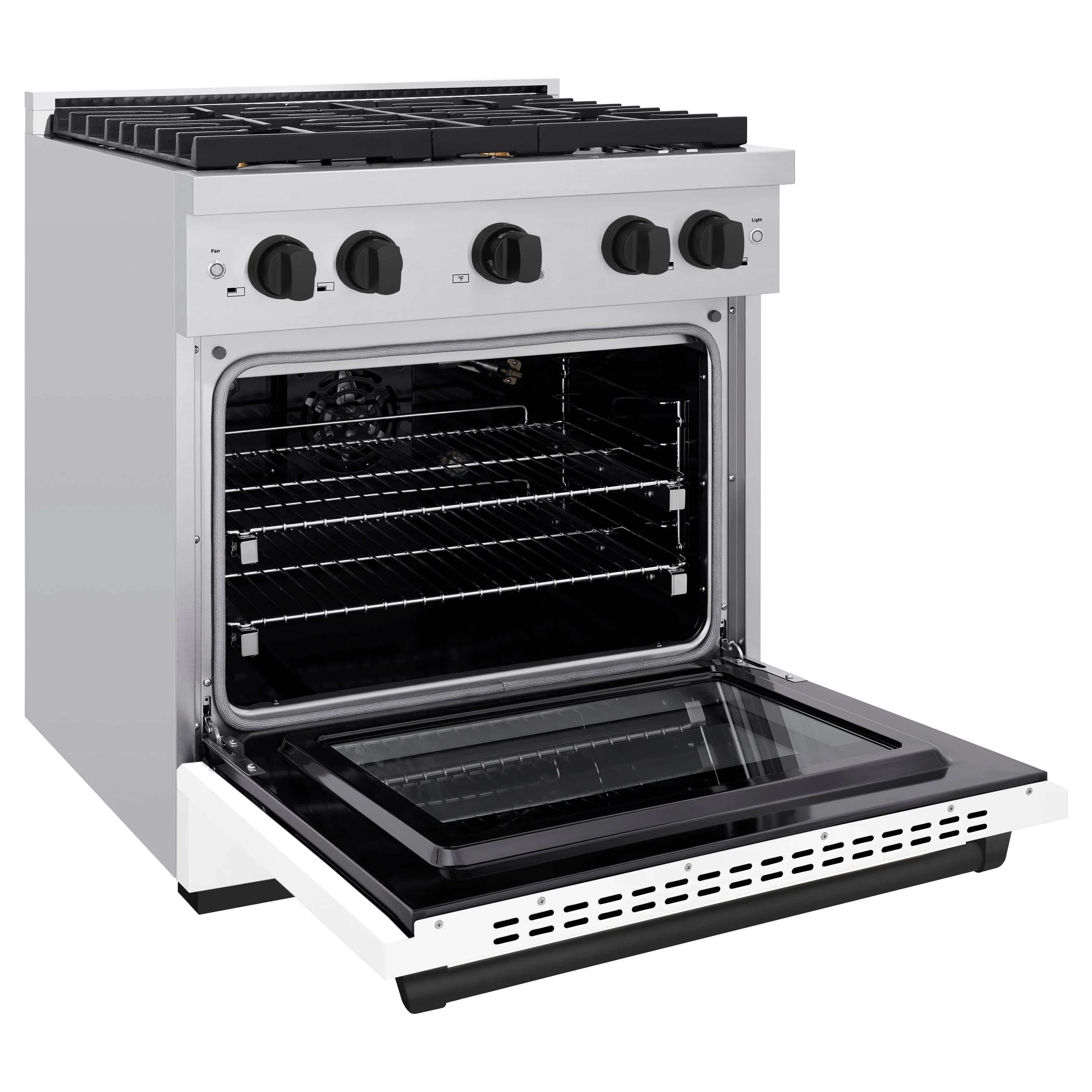 ZLINE Autograph Edition 30-Inch 4.2 cu. ft. Paramount Dual Fuel Range with 4 Burner Gas Cooktop and Electric Convection Oven in Stainless Steel with White Matte Door and Matte Black Accents (SDRZ-WM-30-MB) - Image 3