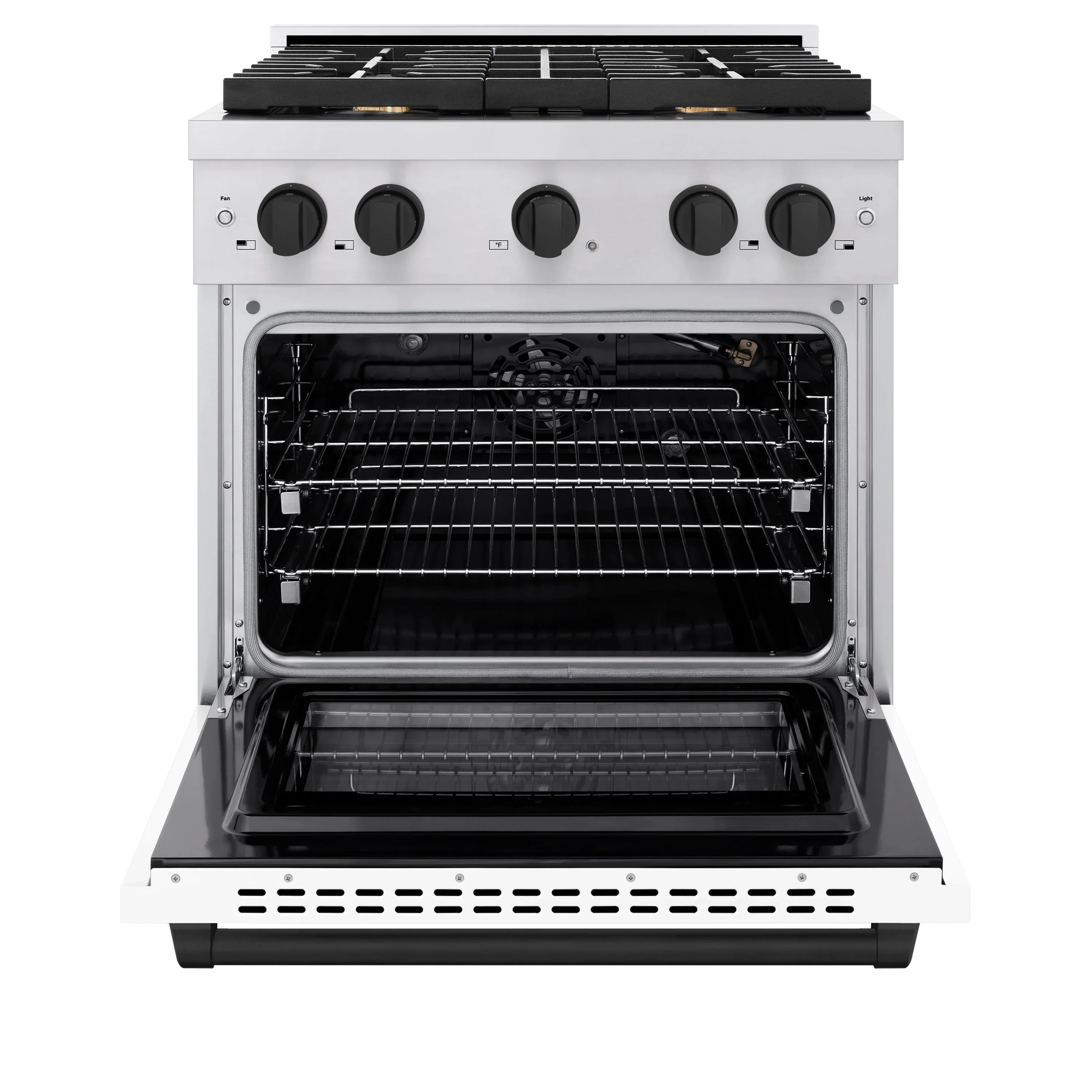 ZLINE Autograph Edition 30-Inch 4.2 cu. ft. Paramount Dual Fuel Range with 4 Burner Gas Cooktop and Electric Convection Oven in Stainless Steel with White Matte Door and Matte Black Accents (SDRZ-WM-30-MB) - Image 4
