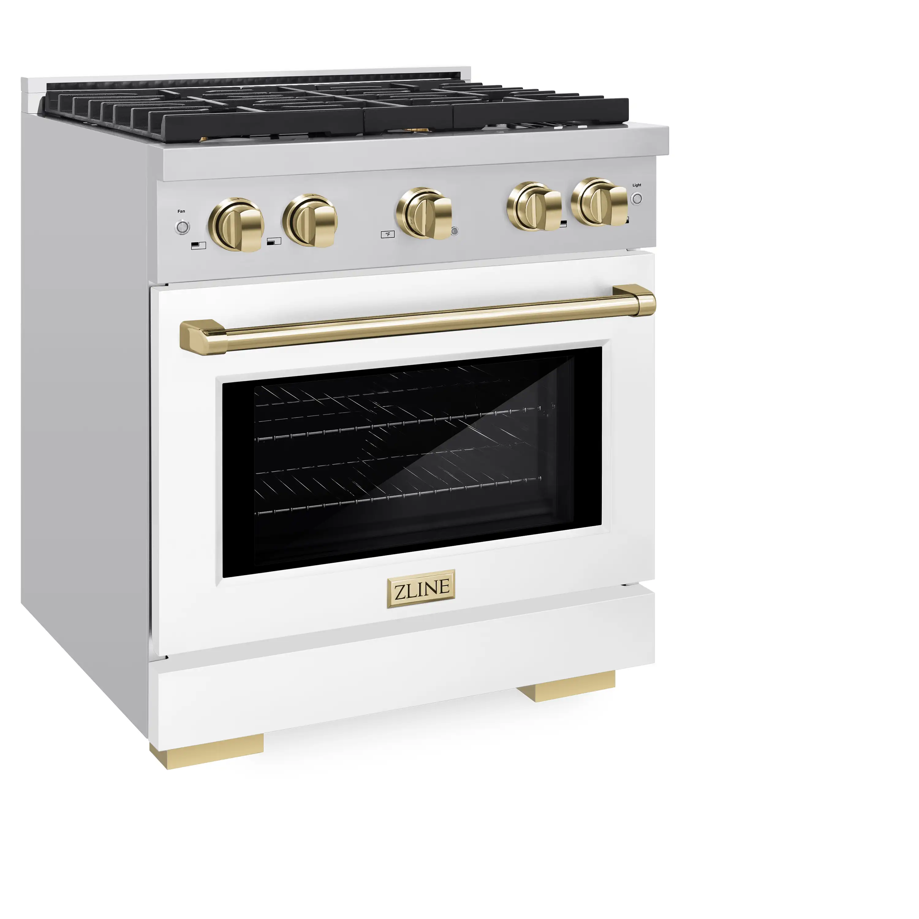 ZLINE Autograph Edition 30-Inch 4.2 cu. ft. Paramount Dual Fuel Range with 4 Burner Gas Cooktop and Electric Convection Oven in Stainless Steel with White Matte Door and Polished Gold Accents (SDRZ-WM-30-G) - Image 2