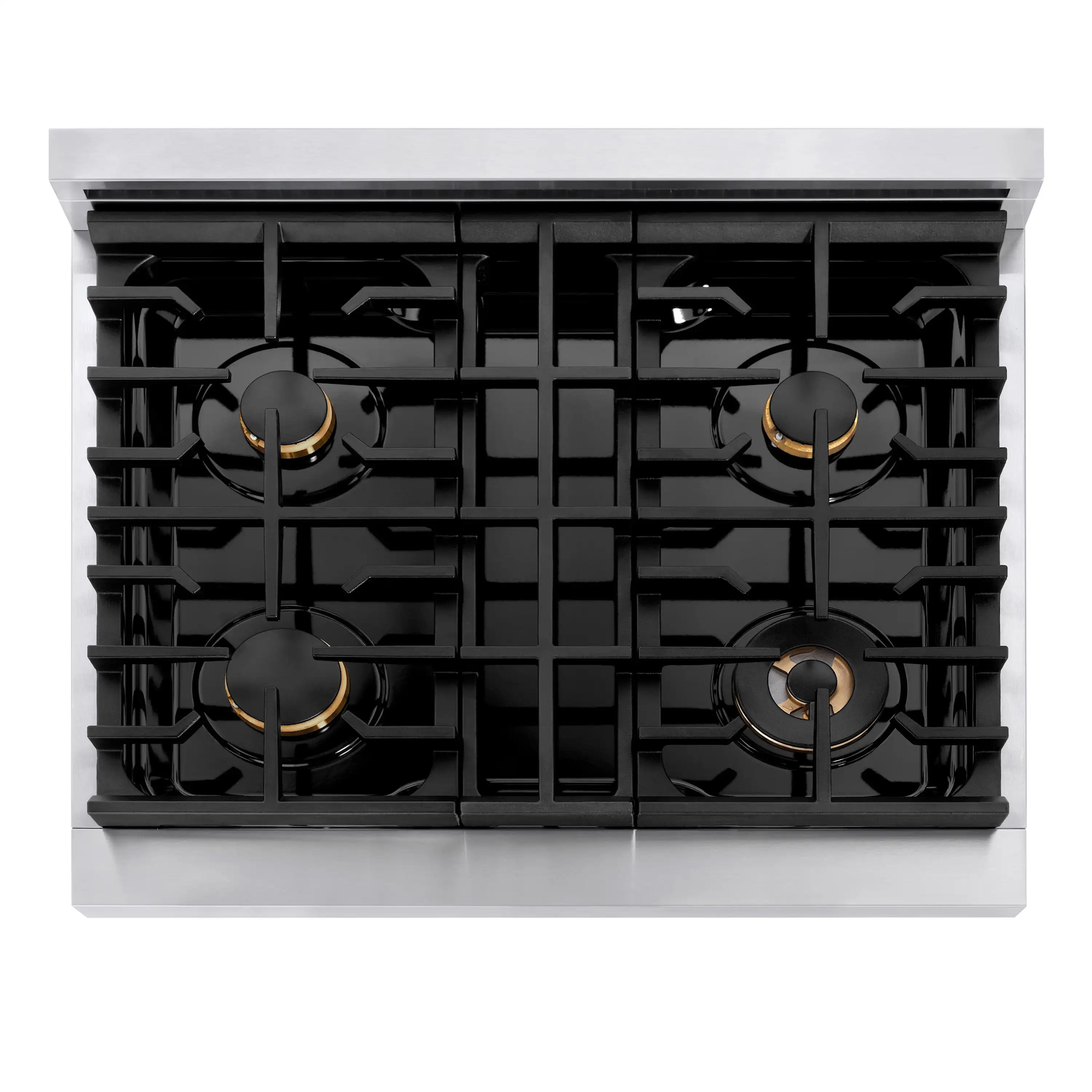 ZLINE Autograph Edition 30-Inch 4.2 cu. ft. Paramount Dual Fuel Range with 4 Burner Gas Cooktop and Electric Convection Oven in Stainless Steel with White Matte Door and Polished Gold Accents (SDRZ-WM-30-G) - Image 5